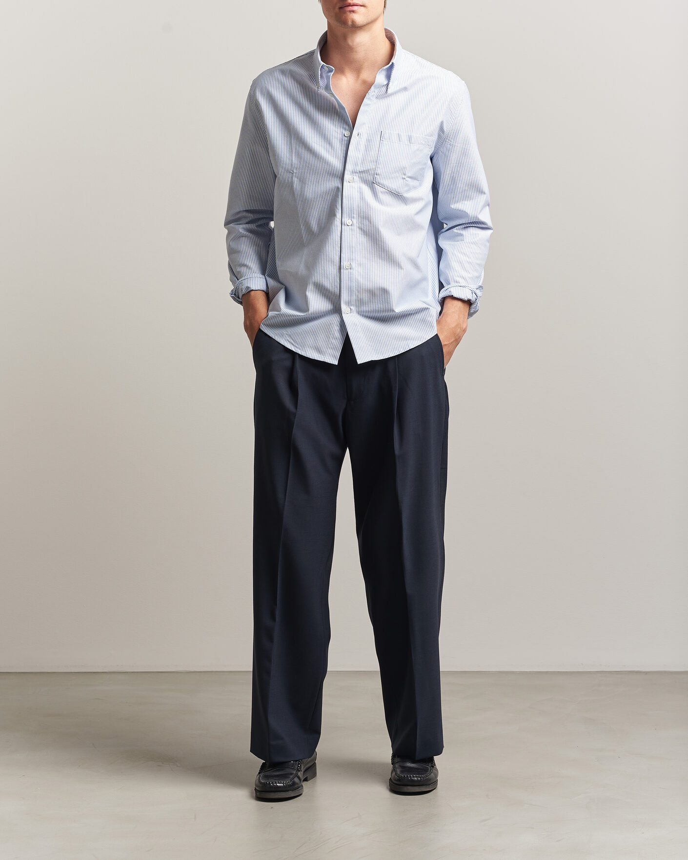 Herr | Skjortor | A.P.C. | Greg Striped Oxford Shirt Blue/White