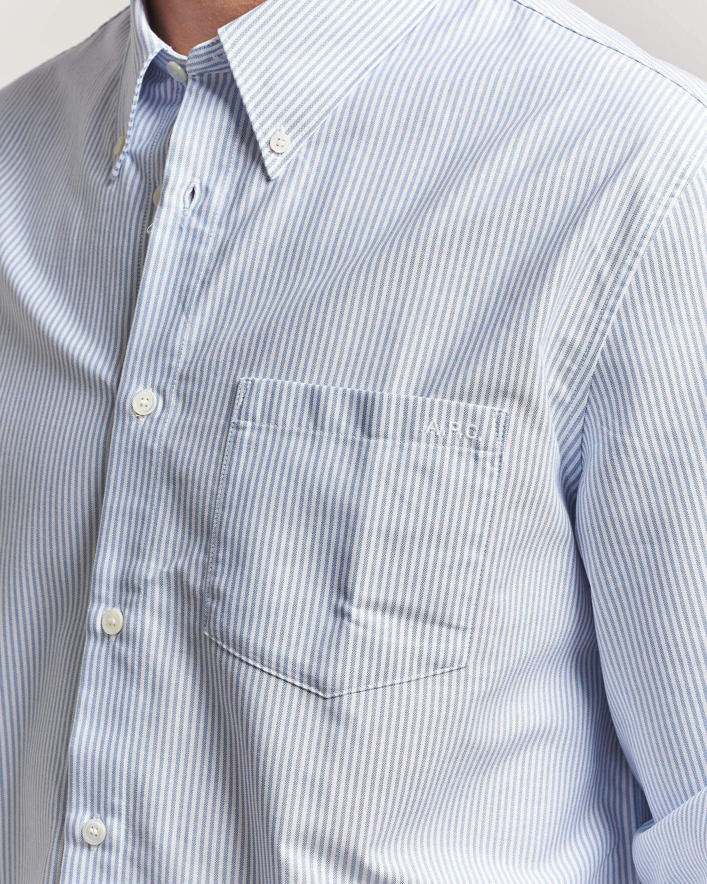Herr | Skjortor | A.P.C. | Greg Striped Oxford Shirt Blue/White