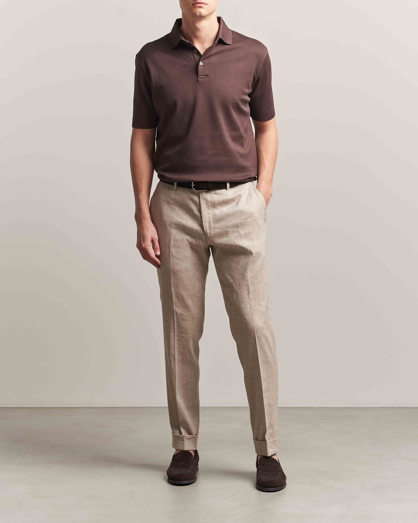 Herr | Pikéer | Herno | Micro Piquet Polo Brown