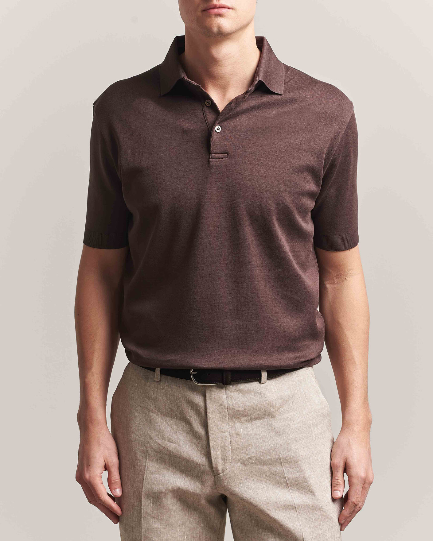 Herr | Pikéer | Herno | Micro Piquet Polo Brown