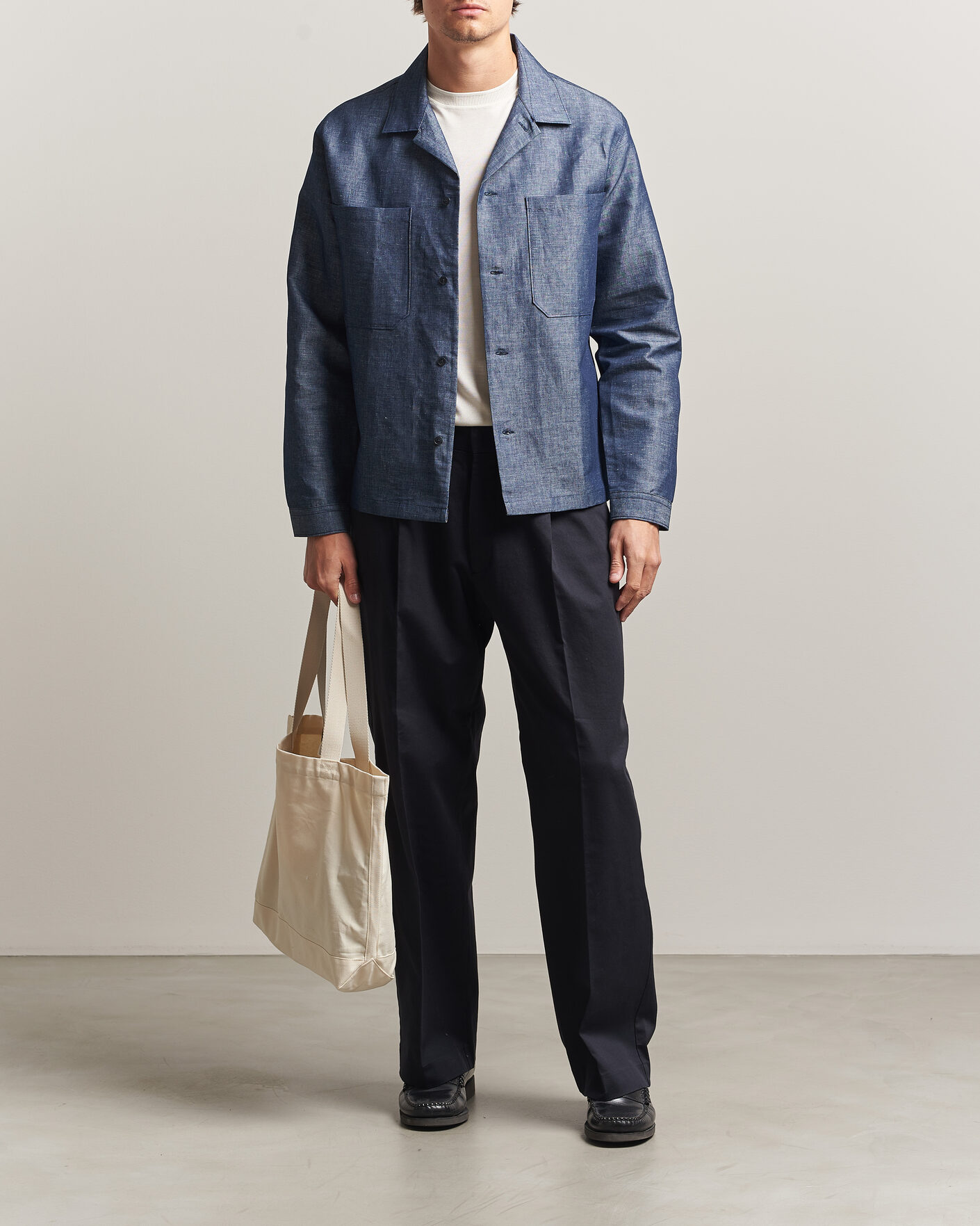 Herr | Byxor | NN07 | Kay Relaxed Fit Pleated Cotton Trousers Navy Blue