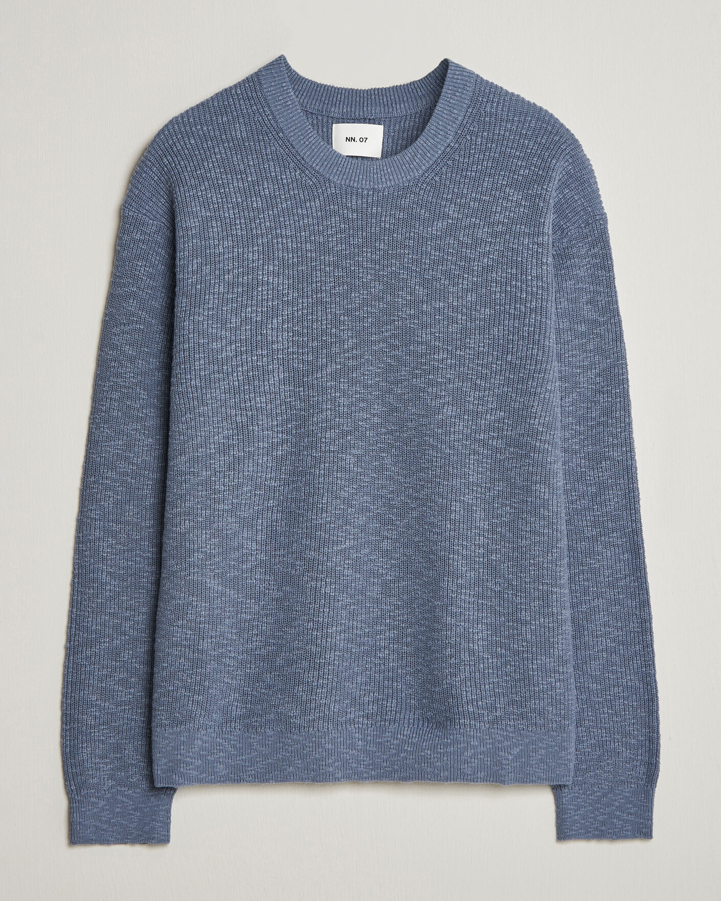 Herr | Tröjor | NN07 | Russell Cotton Knitted Sweater Stone Blue