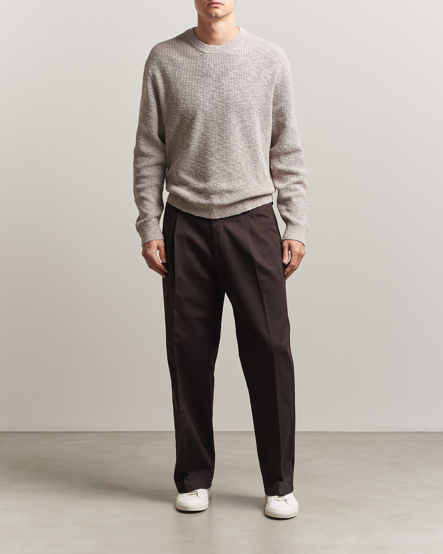 Herr | Tröjor | NN07 | Russell Cotton Knitted Sweater Moon Dust