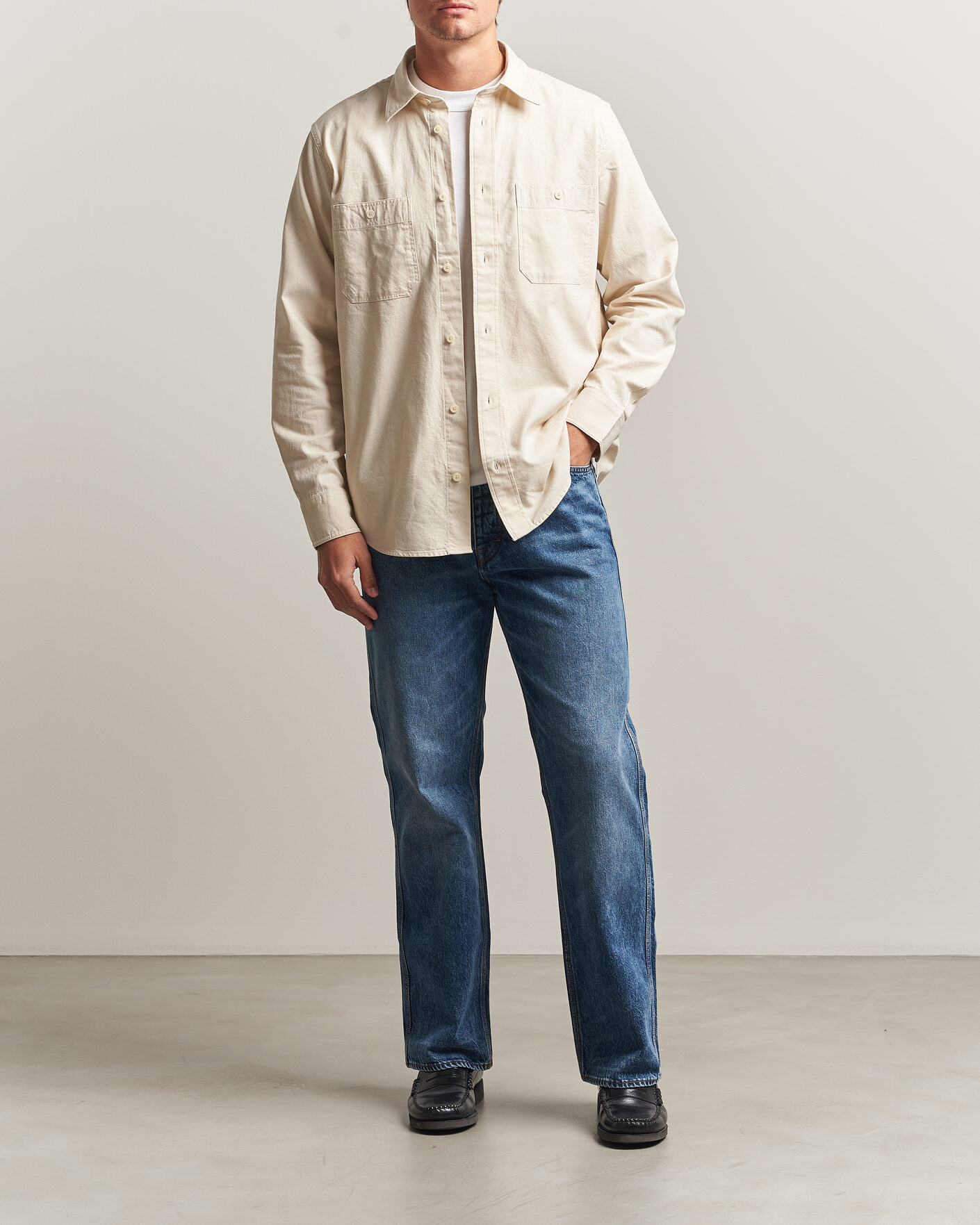 Herr | Skjortor | NN07 | Colby Twill Overshirt Ivory