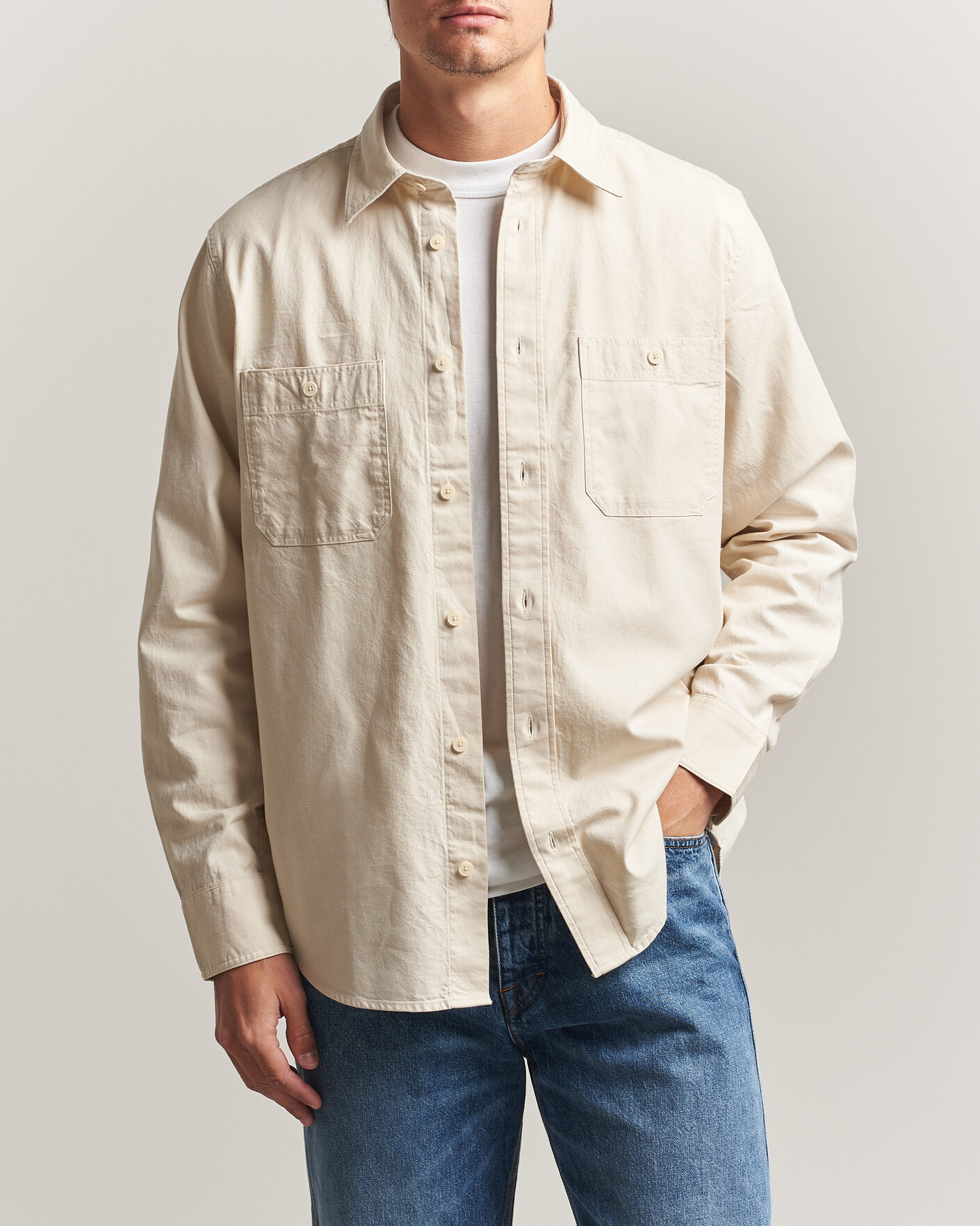 Herr | Skjortor | NN07 | Colby Twill Overshirt Ivory