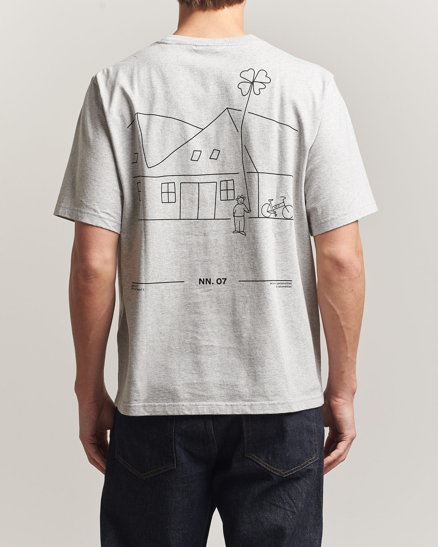 Herr | T-Shirts | NN07 | Jett Printed HQ T-Shirt Grey Melange