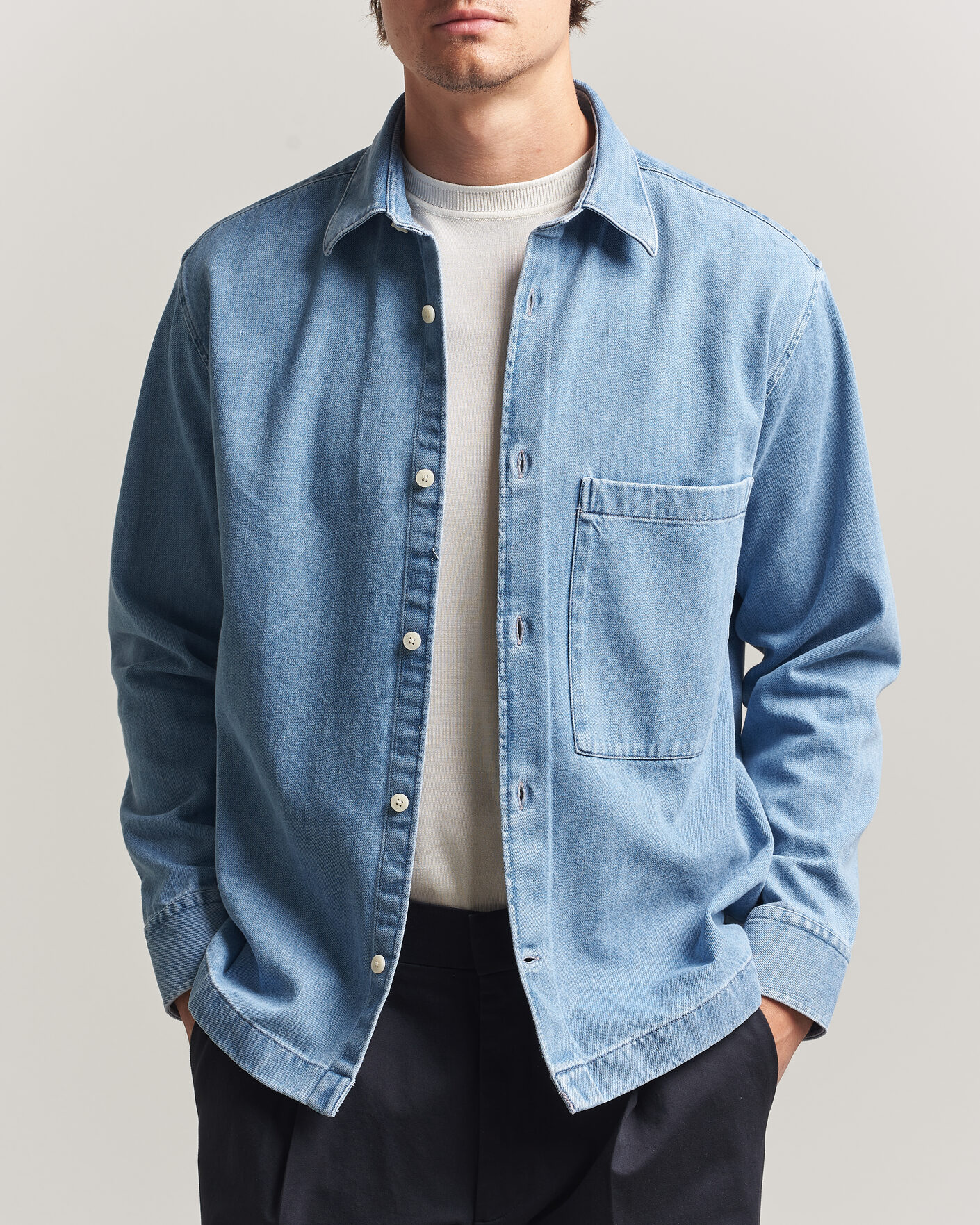 Herr | Skjortor | NN07 | Freddy Denim Overshirt Light Blue