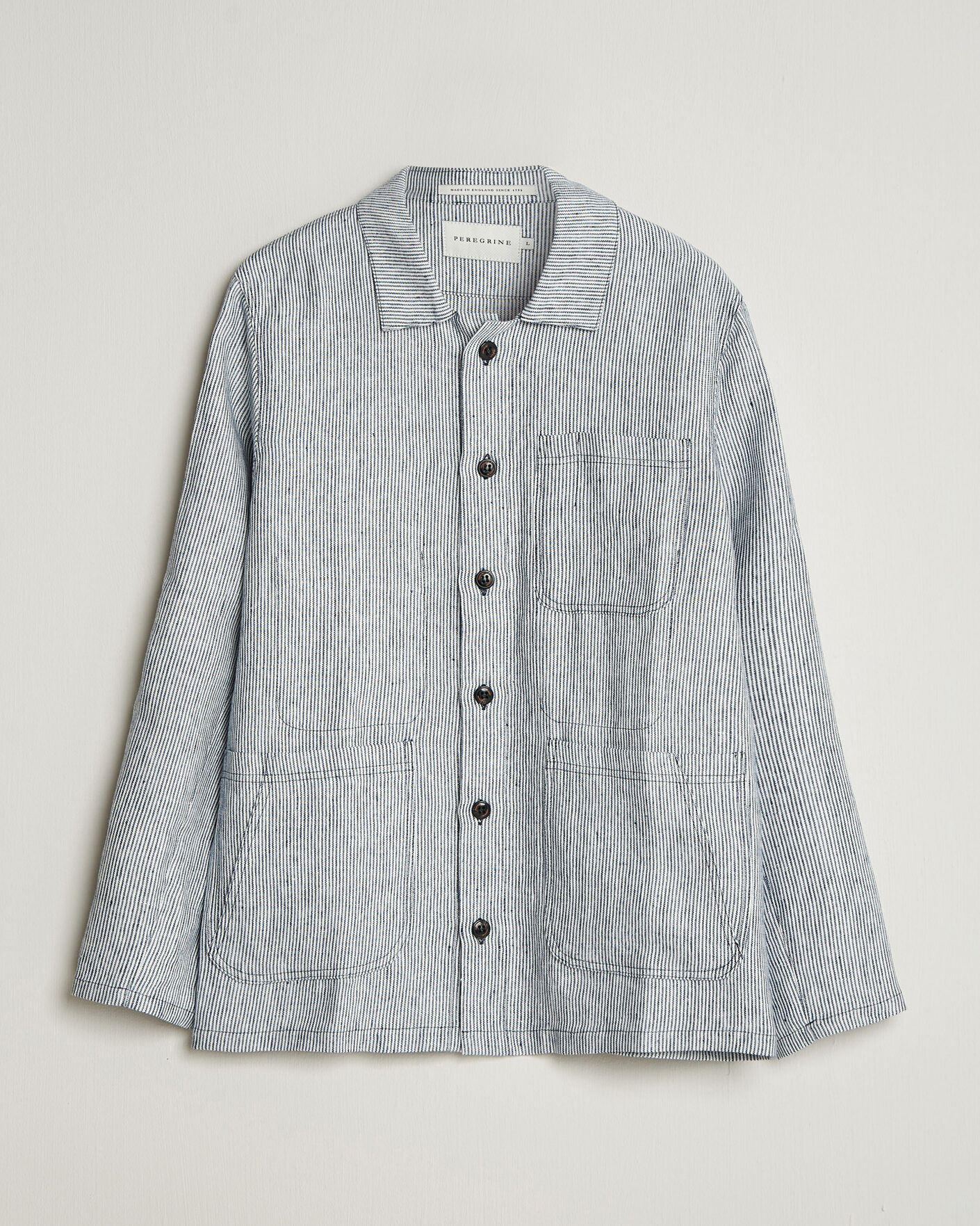 Herr | Skjortor | Peregrine | Windsor Linen Shacket Navy Stripe