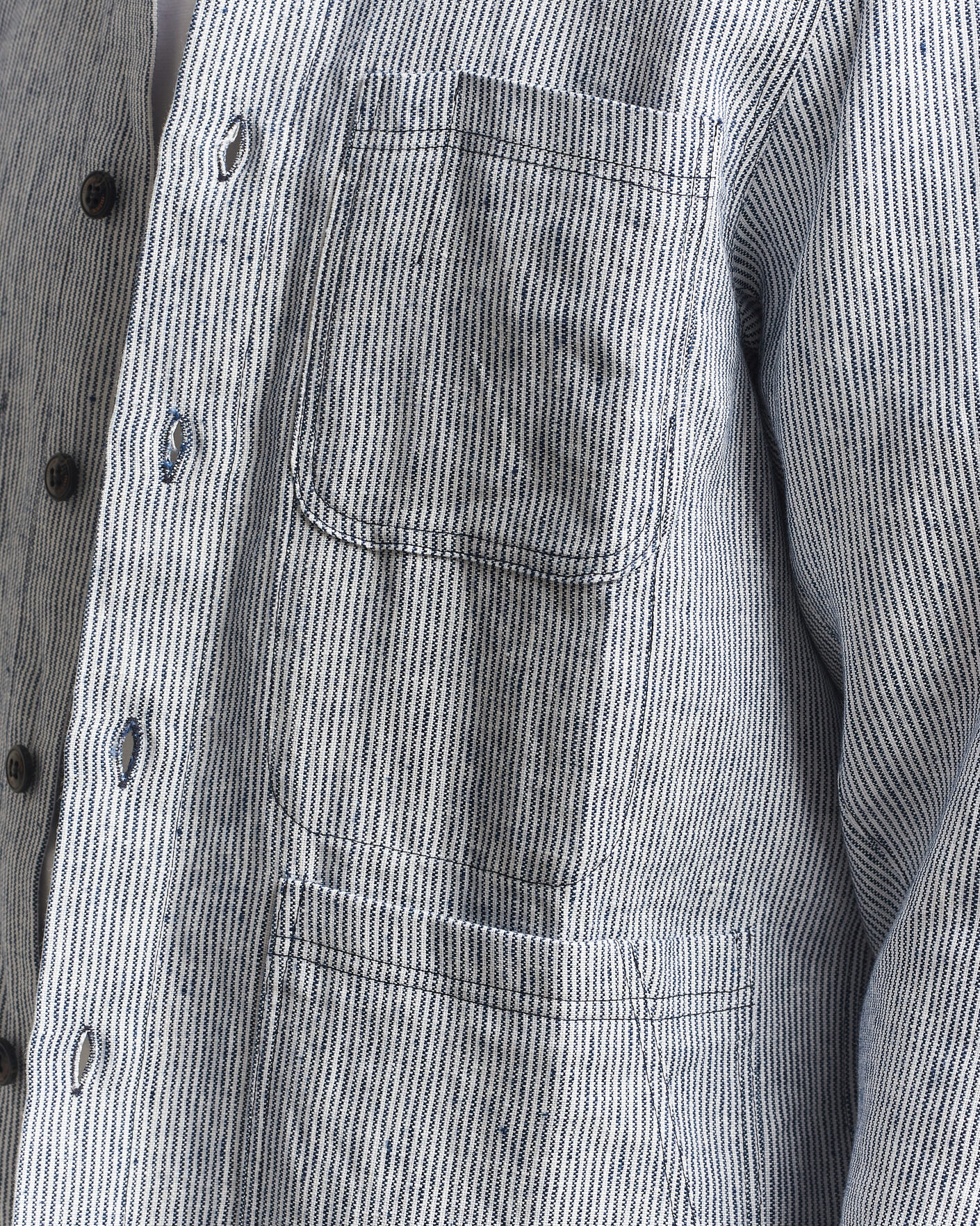 Herr | Skjortor | Peregrine | Windsor Linen Shacket Navy Stripe