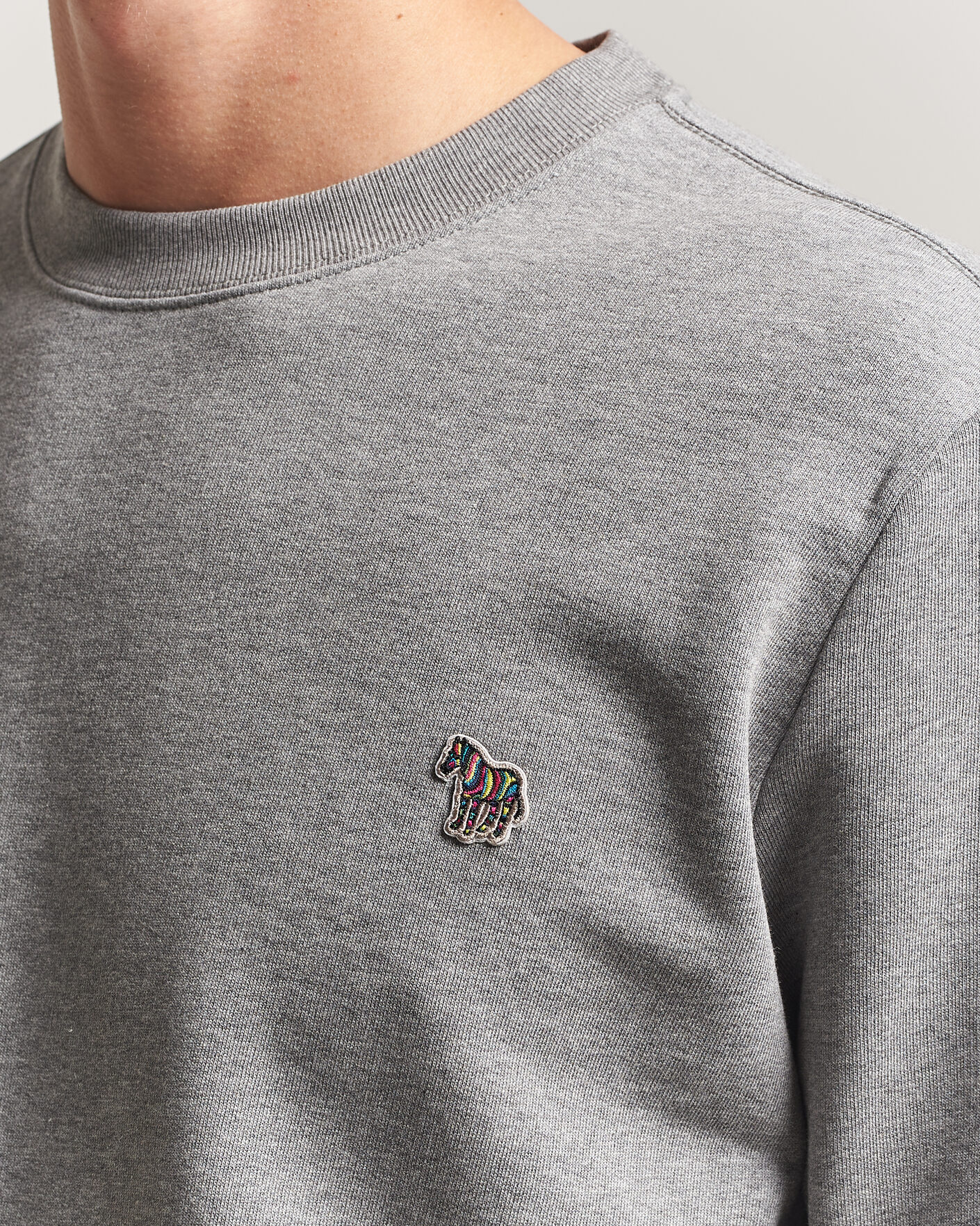 Herr | Tröjor | PS Paul Smith | Zebra Organic Cotton Sweatshirt Grey Melange