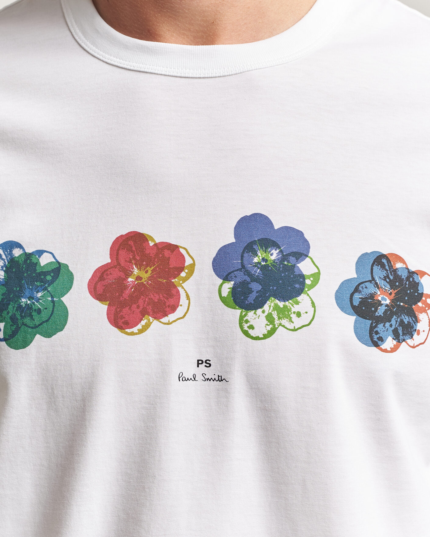 Herr | T-Shirts | PS Paul Smith | Flower Crew Neck T-Shirt White