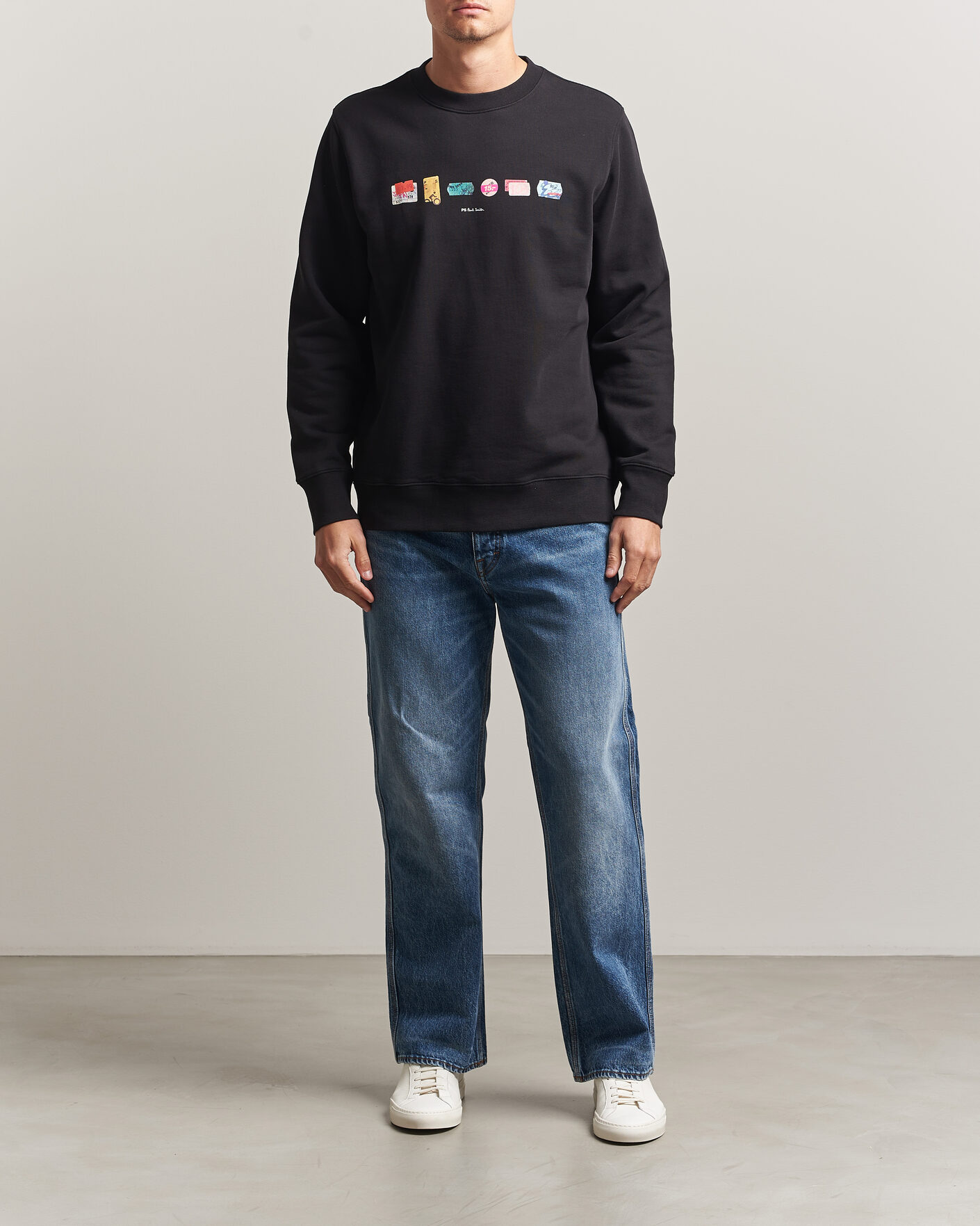 Herr | Tröjor | PS Paul Smith | In A Row Crew Neck Sweatshirt Black