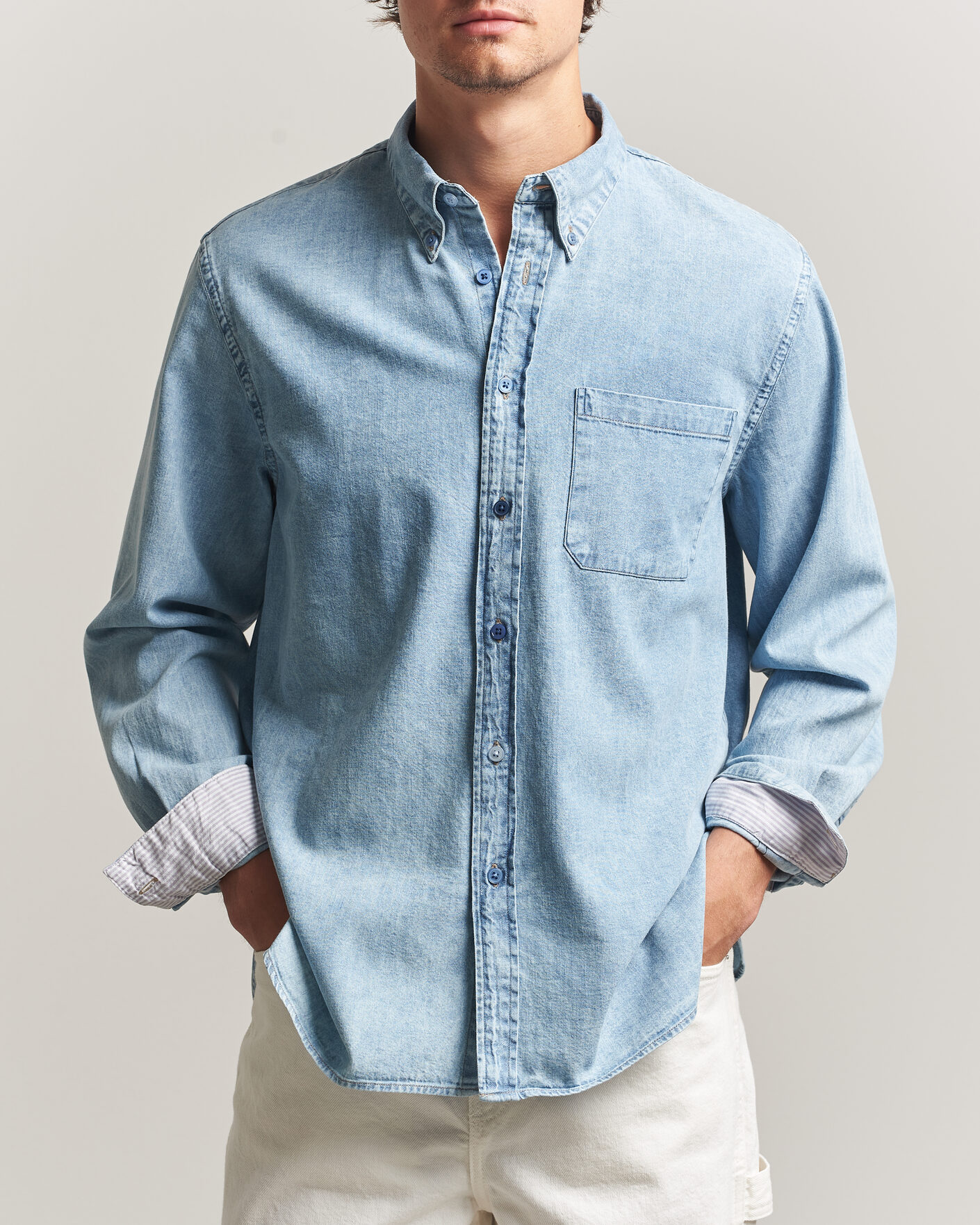 Herr | Skjortor | PS Paul Smith | Casual Fit Denim Shirt Light Blue