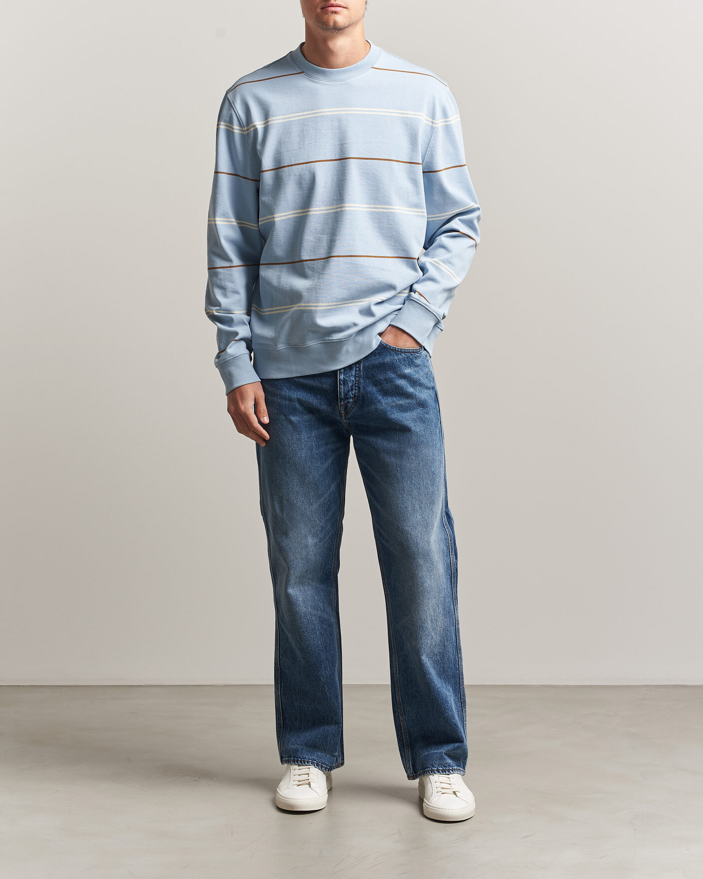 Herr | Tröjor | PS Paul Smith | Cotton Striped Sweater Light Blue