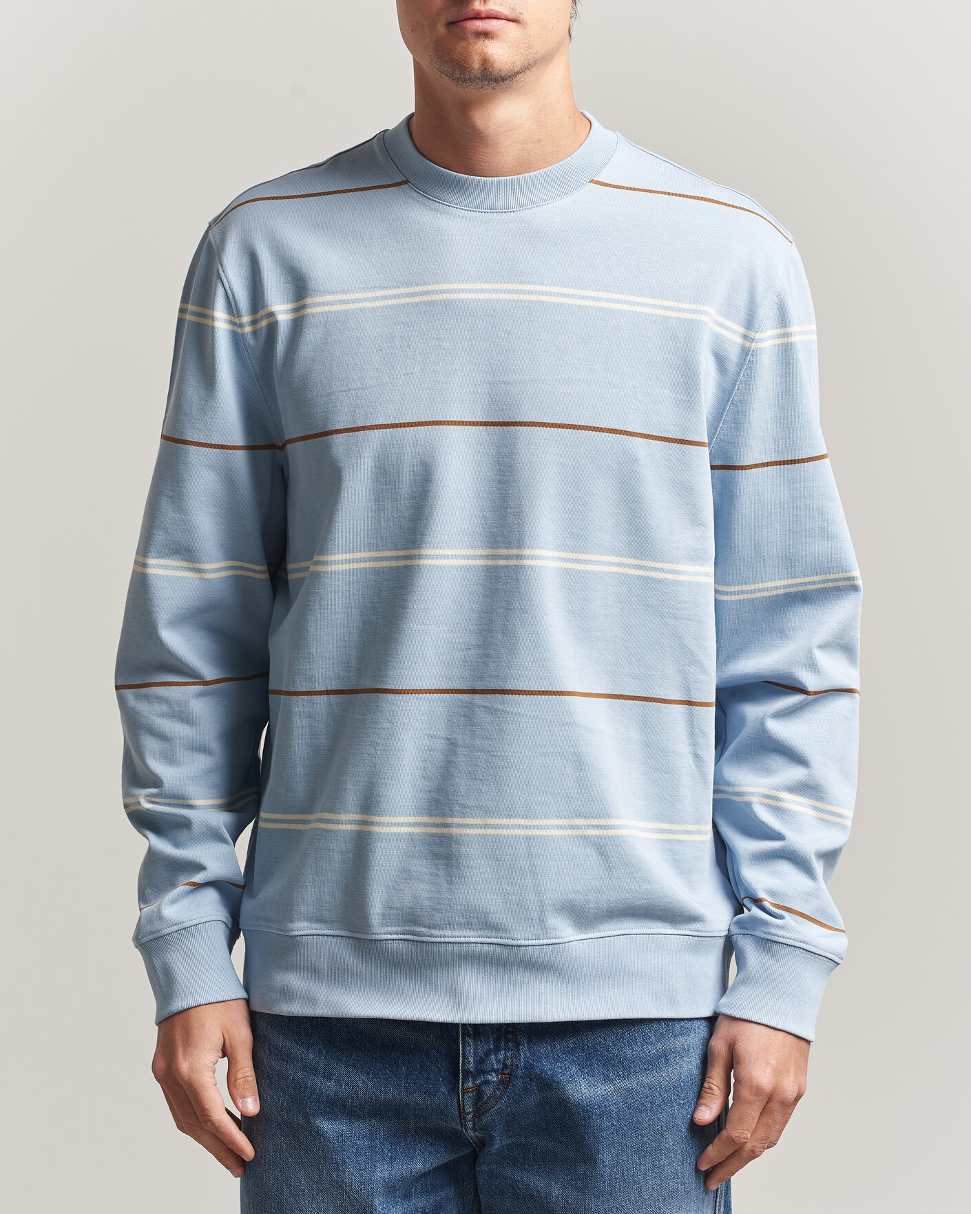 Herr | Tröjor | PS Paul Smith | Cotton Striped Sweater Light Blue