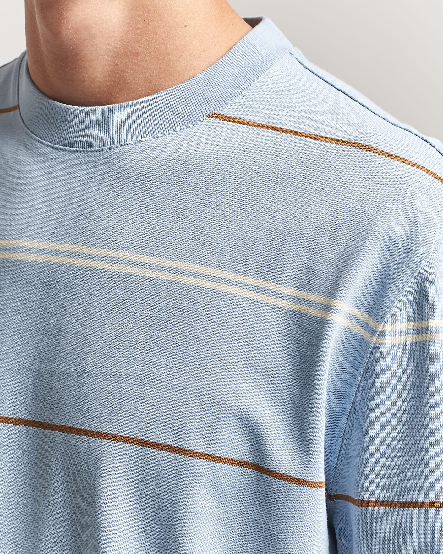 Herr | Tröjor | PS Paul Smith | Cotton Striped Sweater Light Blue