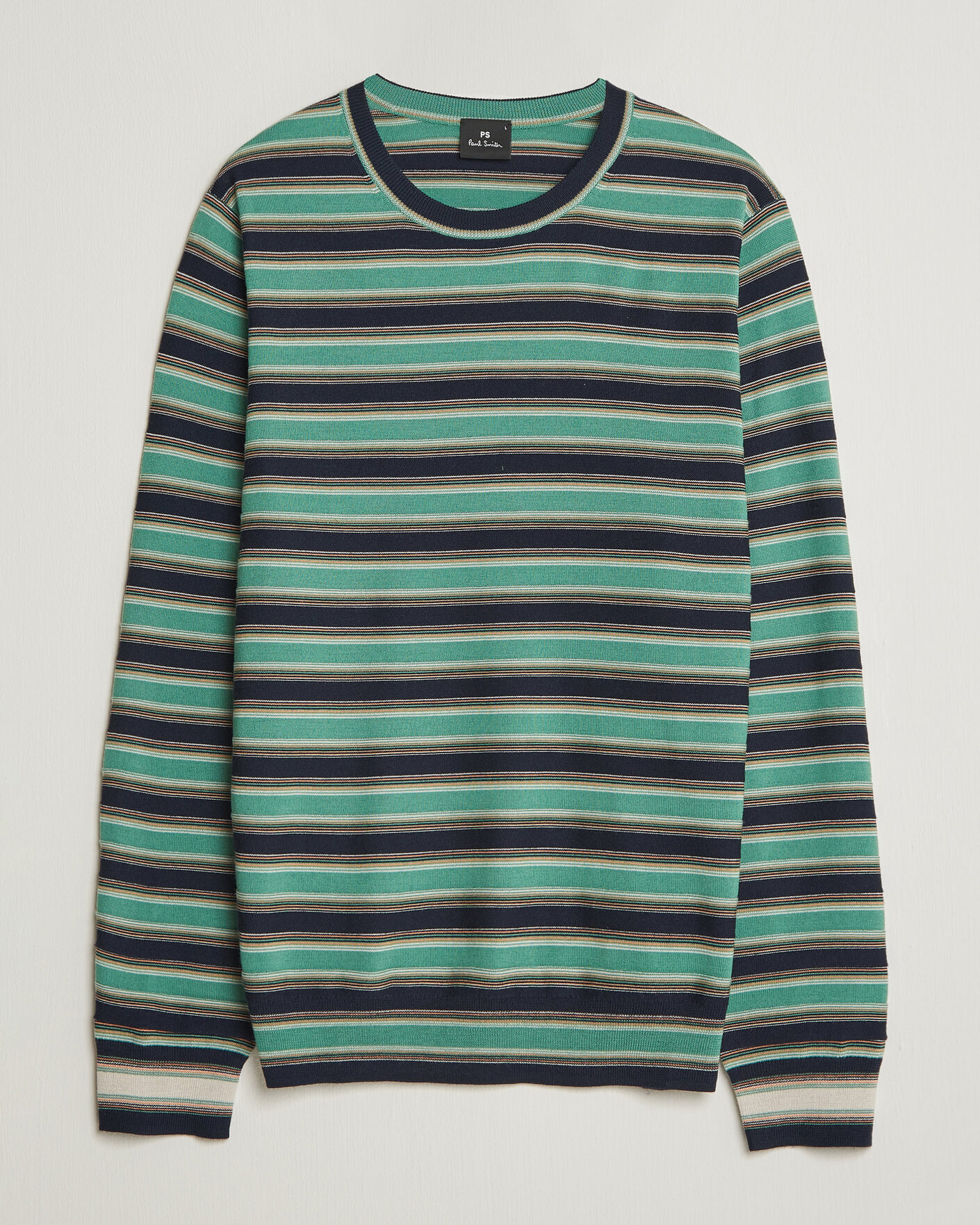 Herr | Tröjor | PS Paul Smith | Merino Wool Knitted Striped Sweater Green