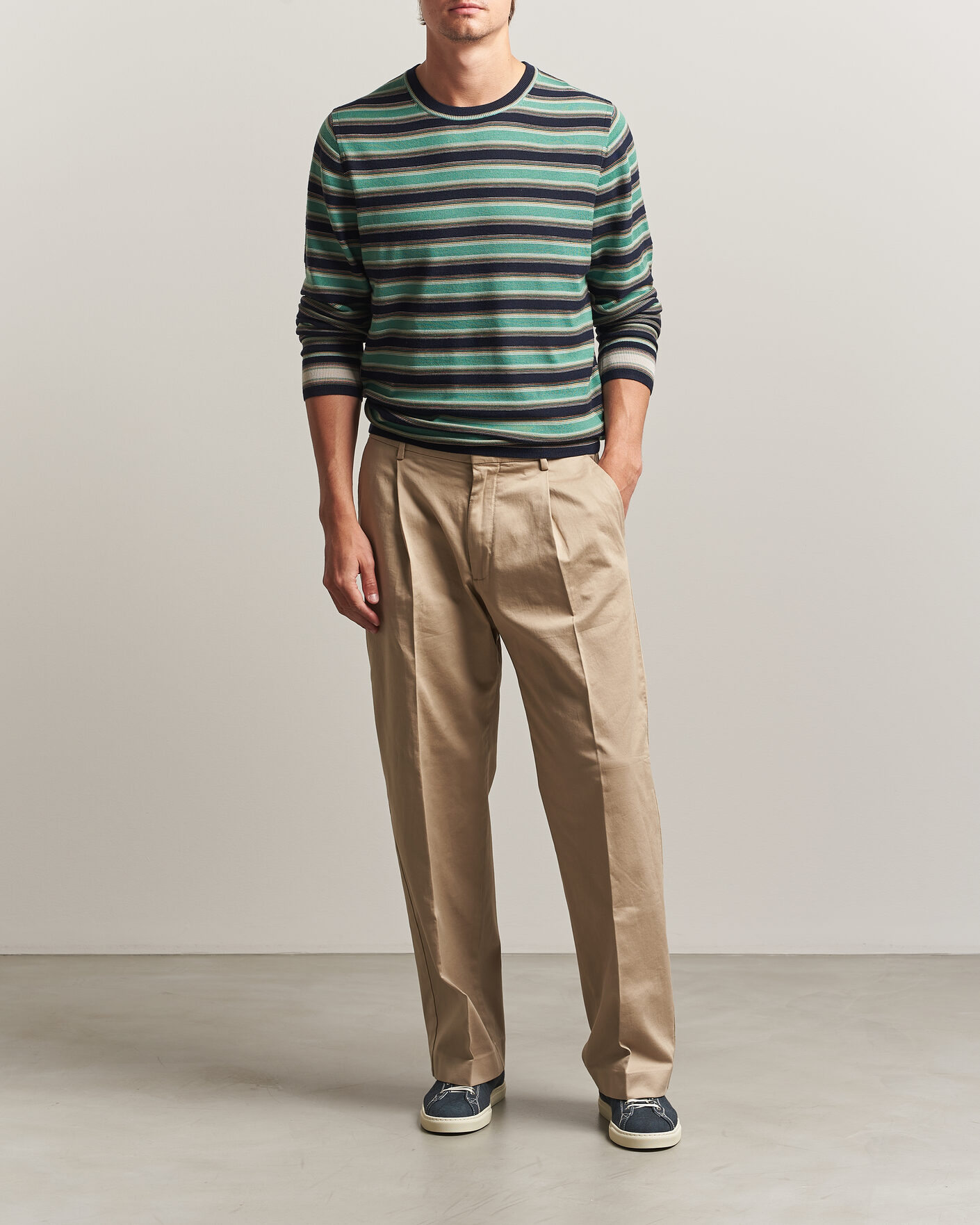 Herr | Tröjor | PS Paul Smith | Merino Wool Knitted Striped Sweater Green