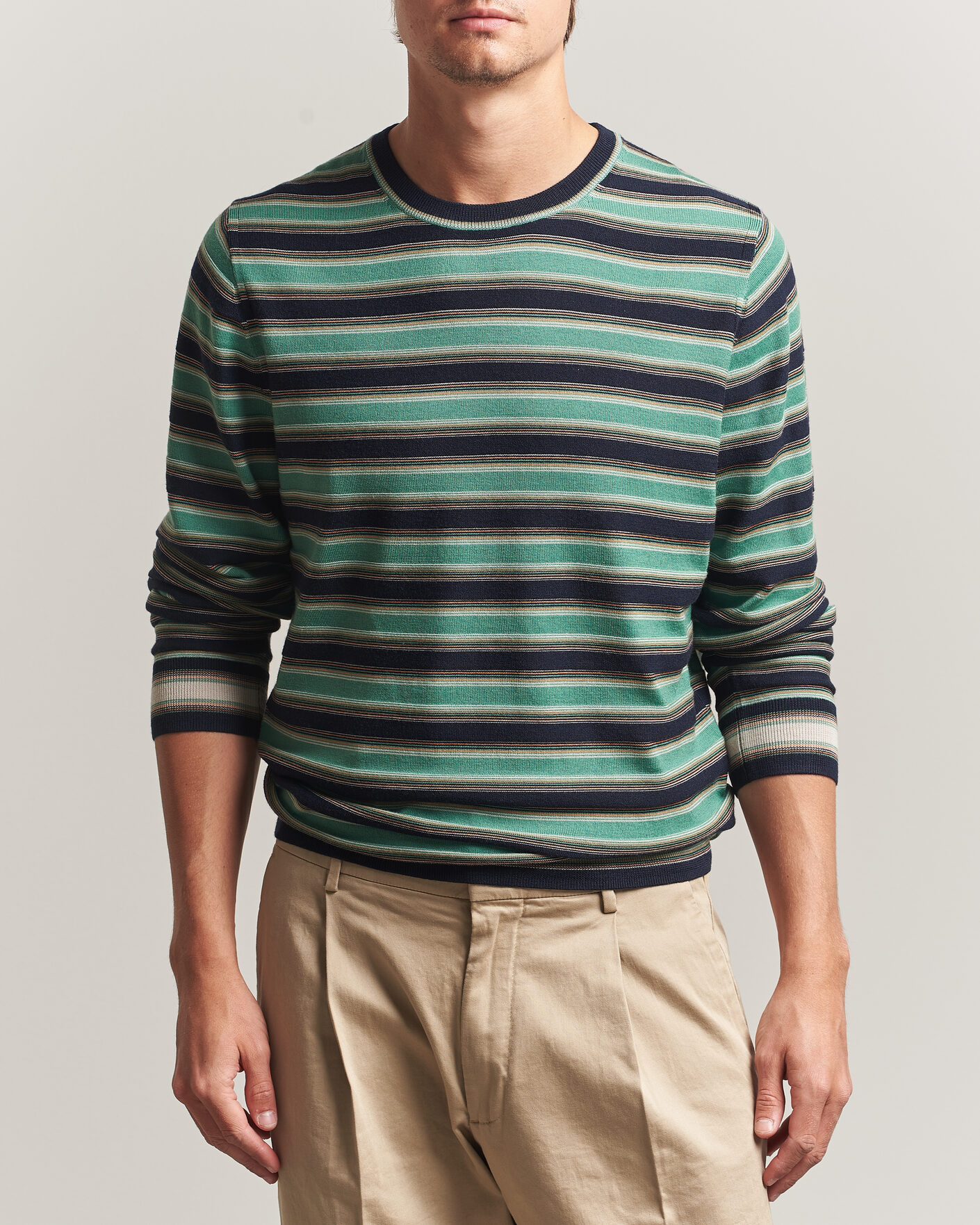 Herr | Tröjor | PS Paul Smith | Merino Wool Knitted Striped Sweater Green