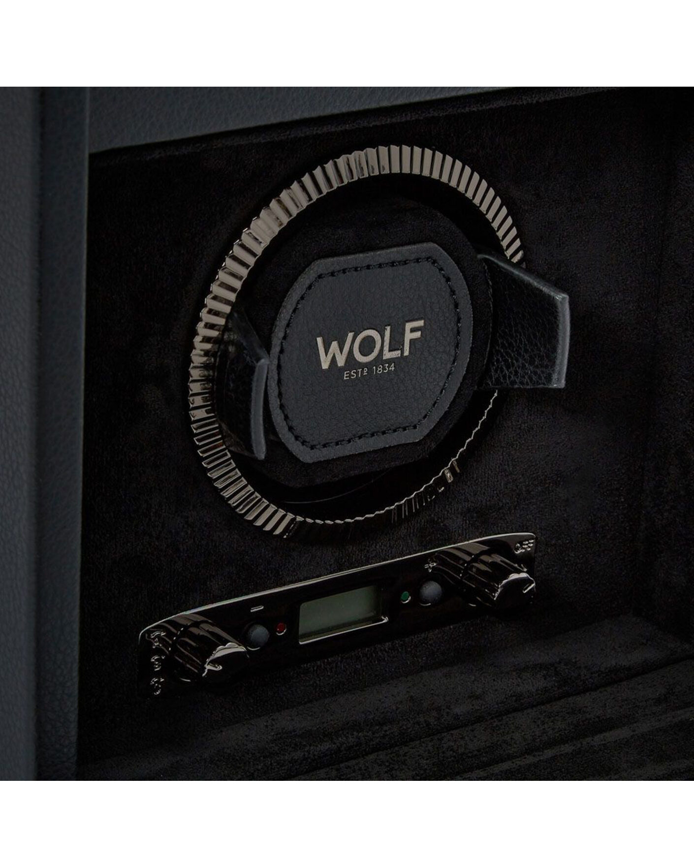 Herr | Klock- & smyckesetuin | WOLF | British Racing Single Watch Winder With Storage Black