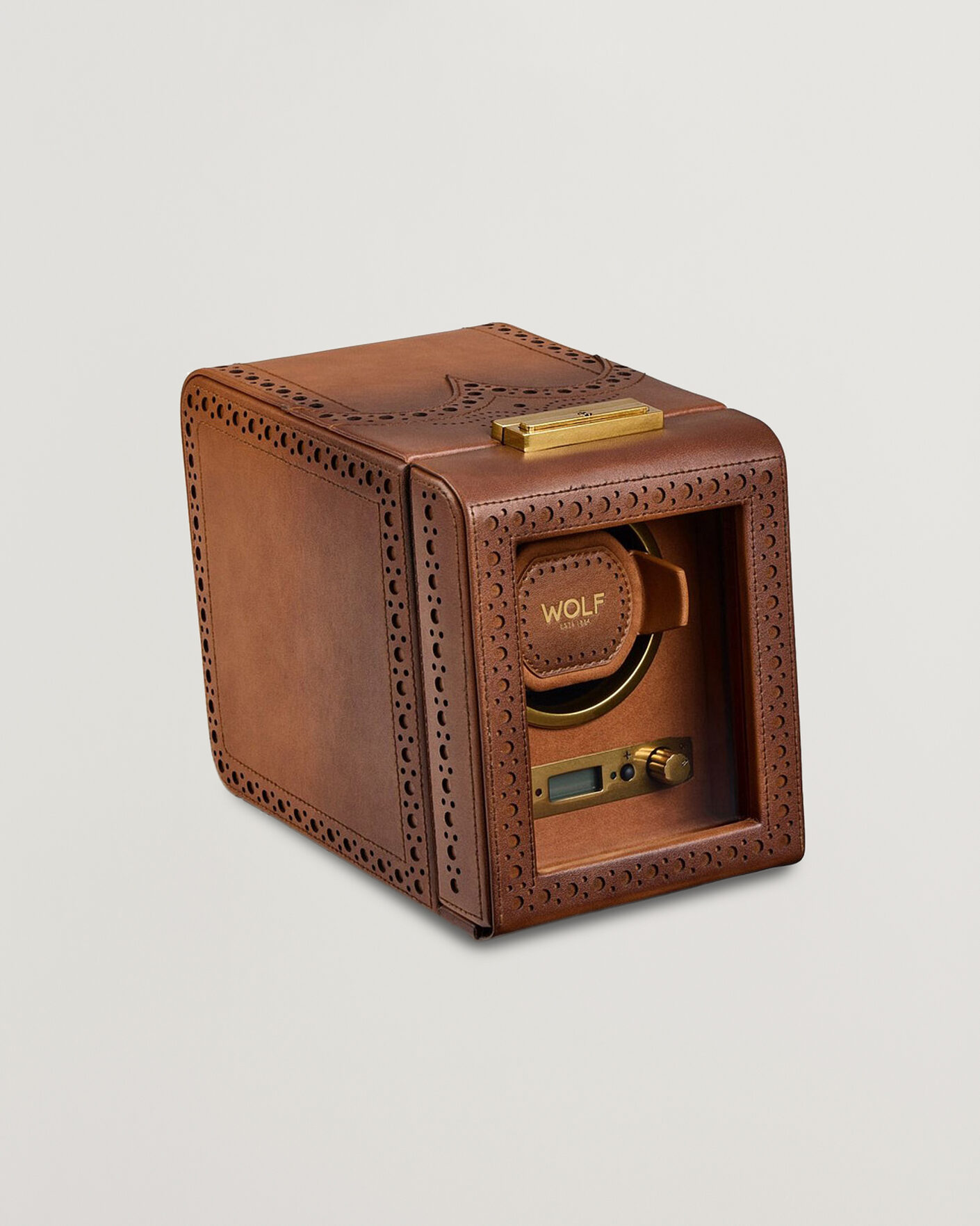 Herr | Klock- & smyckesetuin | WOLF | Brouge Single Watch Winder Burnished Brown