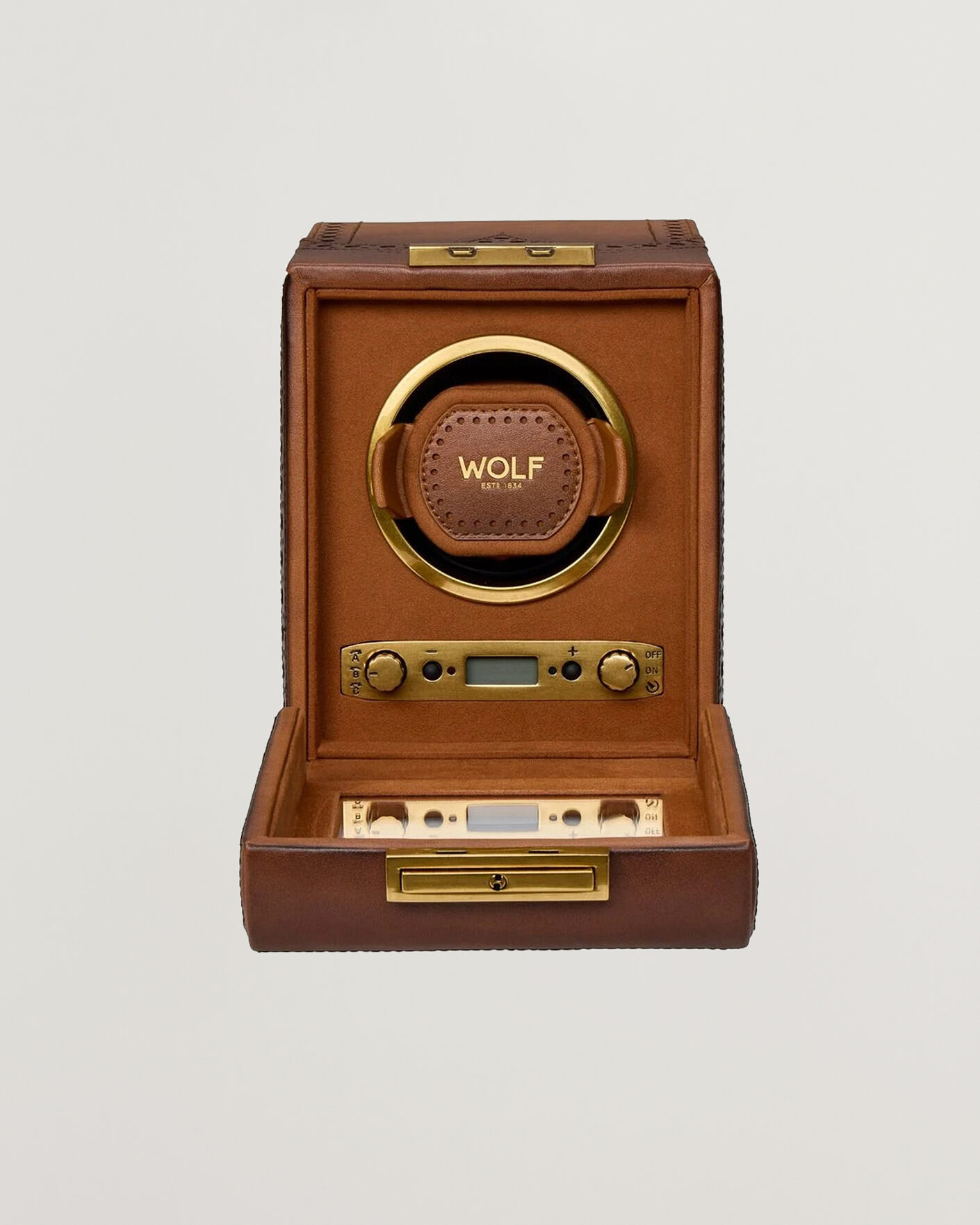 Herr | Klock- & smyckesetuin | WOLF | Brouge Single Watch Winder Burnished Brown