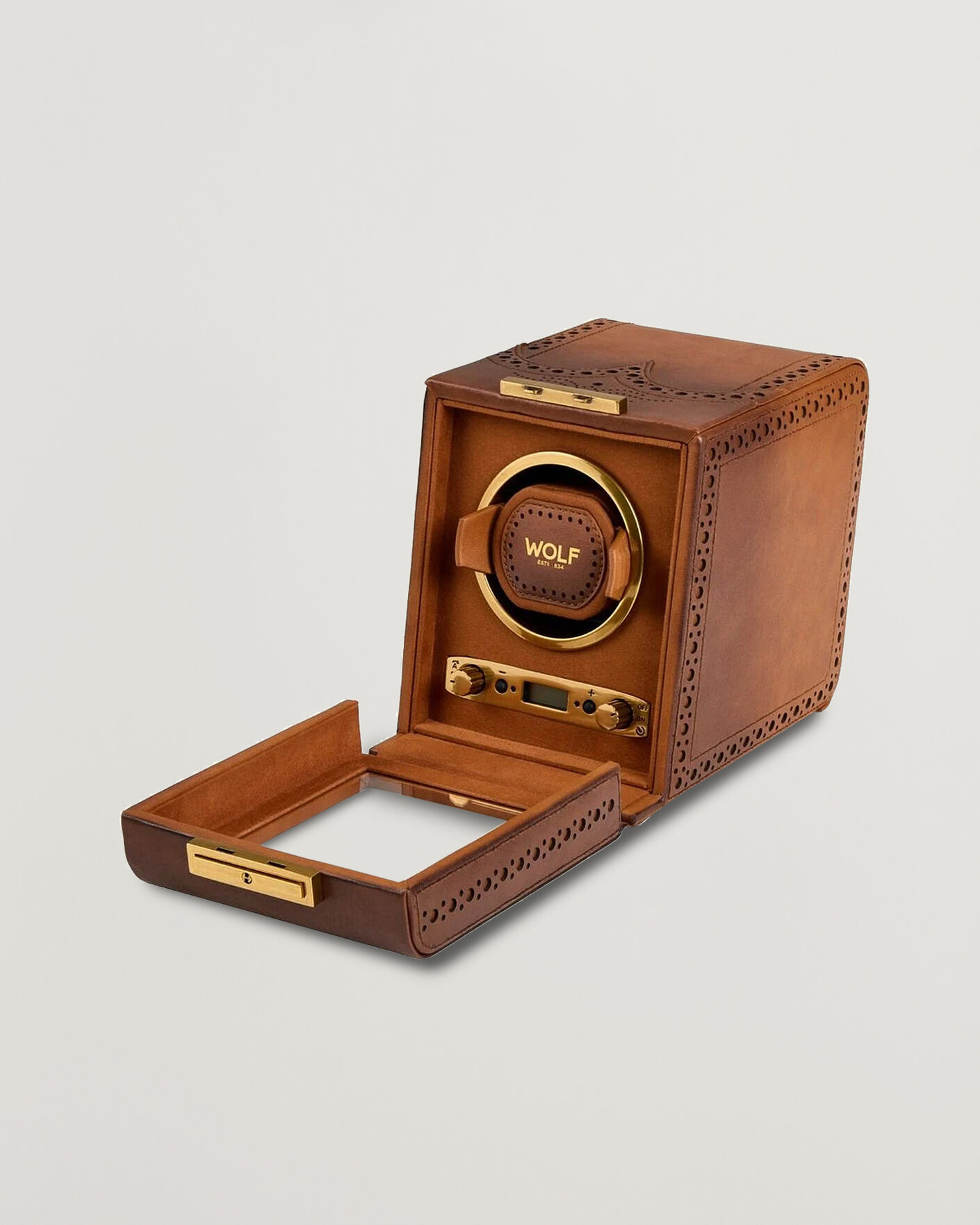 Herr | Klock- & smyckesetuin | WOLF | Brouge Single Watch Winder Burnished Brown