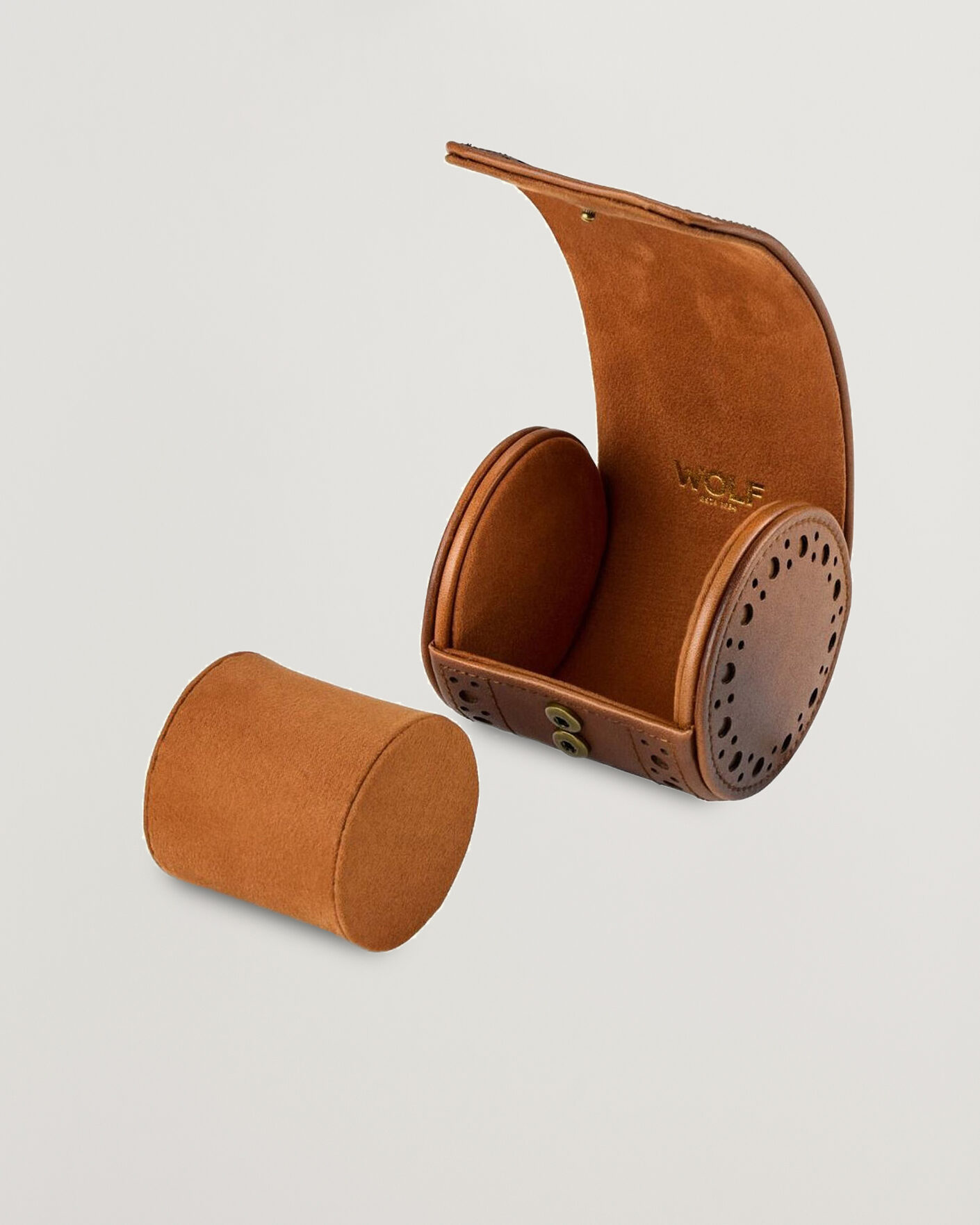 Herr | Klock- & smyckesetuin | WOLF | Brouge Single Watch Roll Burnished Brown