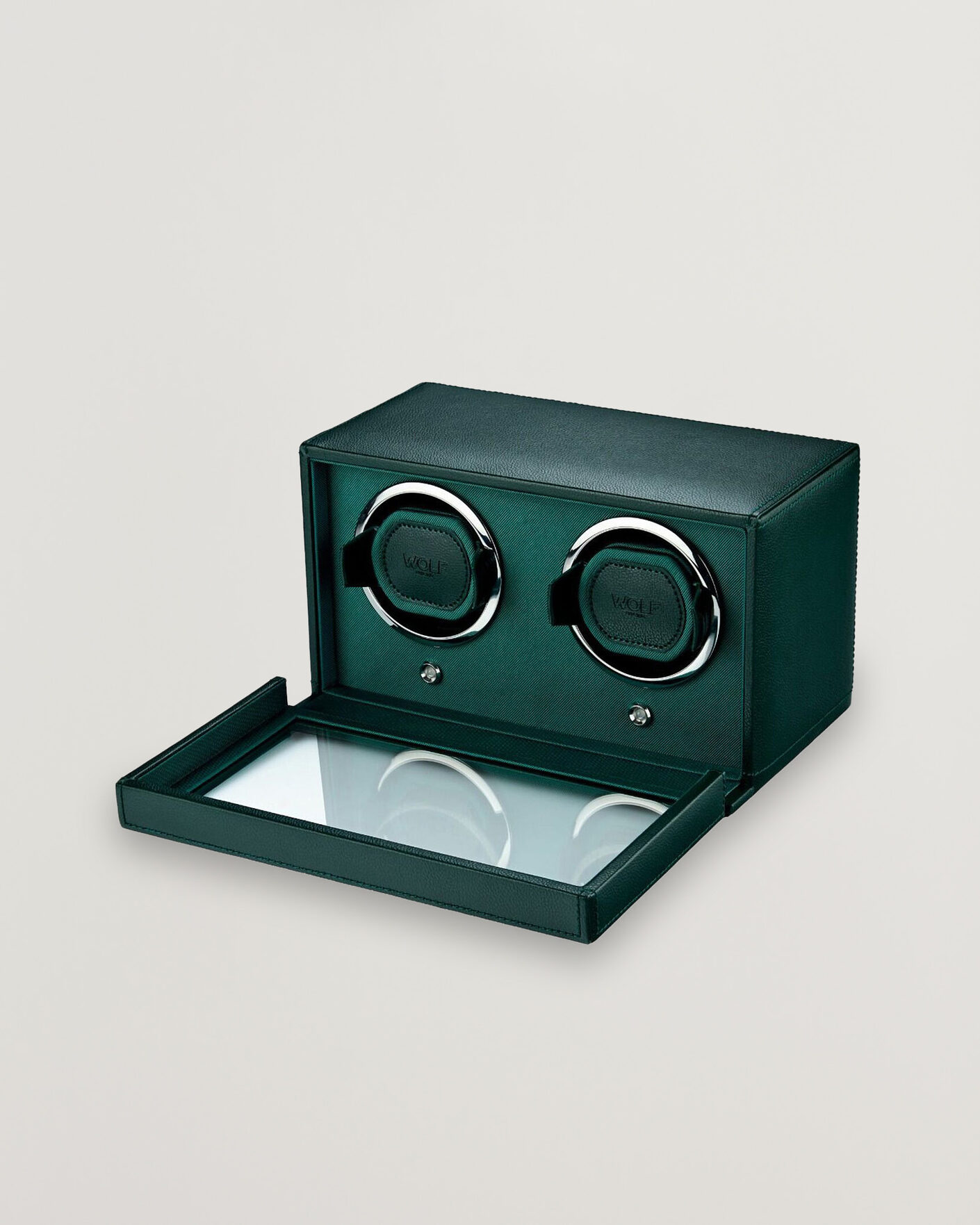 Herr | Klock- & smyckesetuin | WOLF | Cub Double Watch Winder With Cover Green
