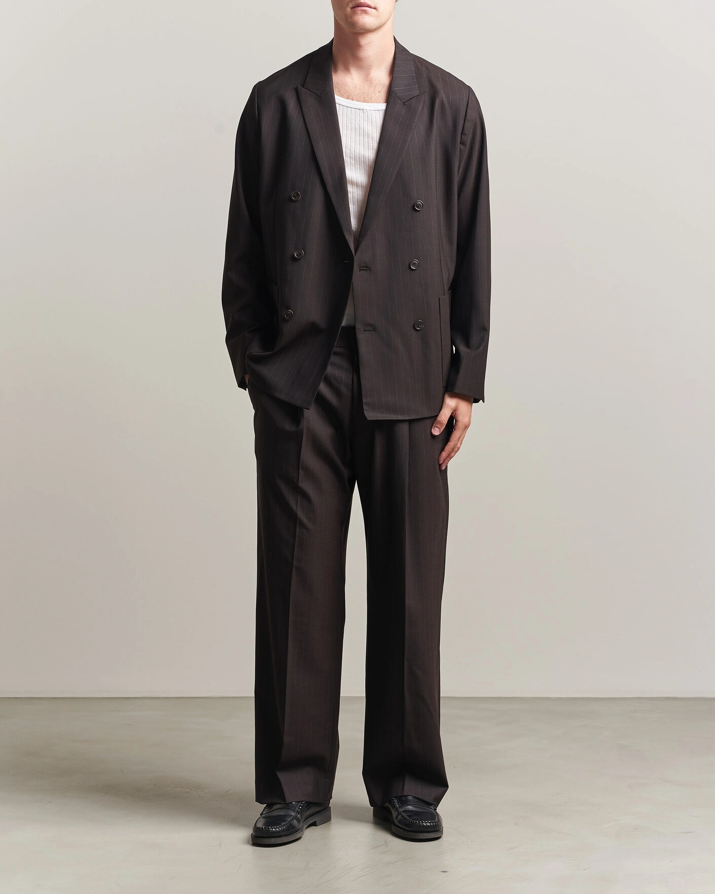 Herr | Kavajer | NN07 | Jordin Pinstriped Double Breasted Blazer Dark Brown