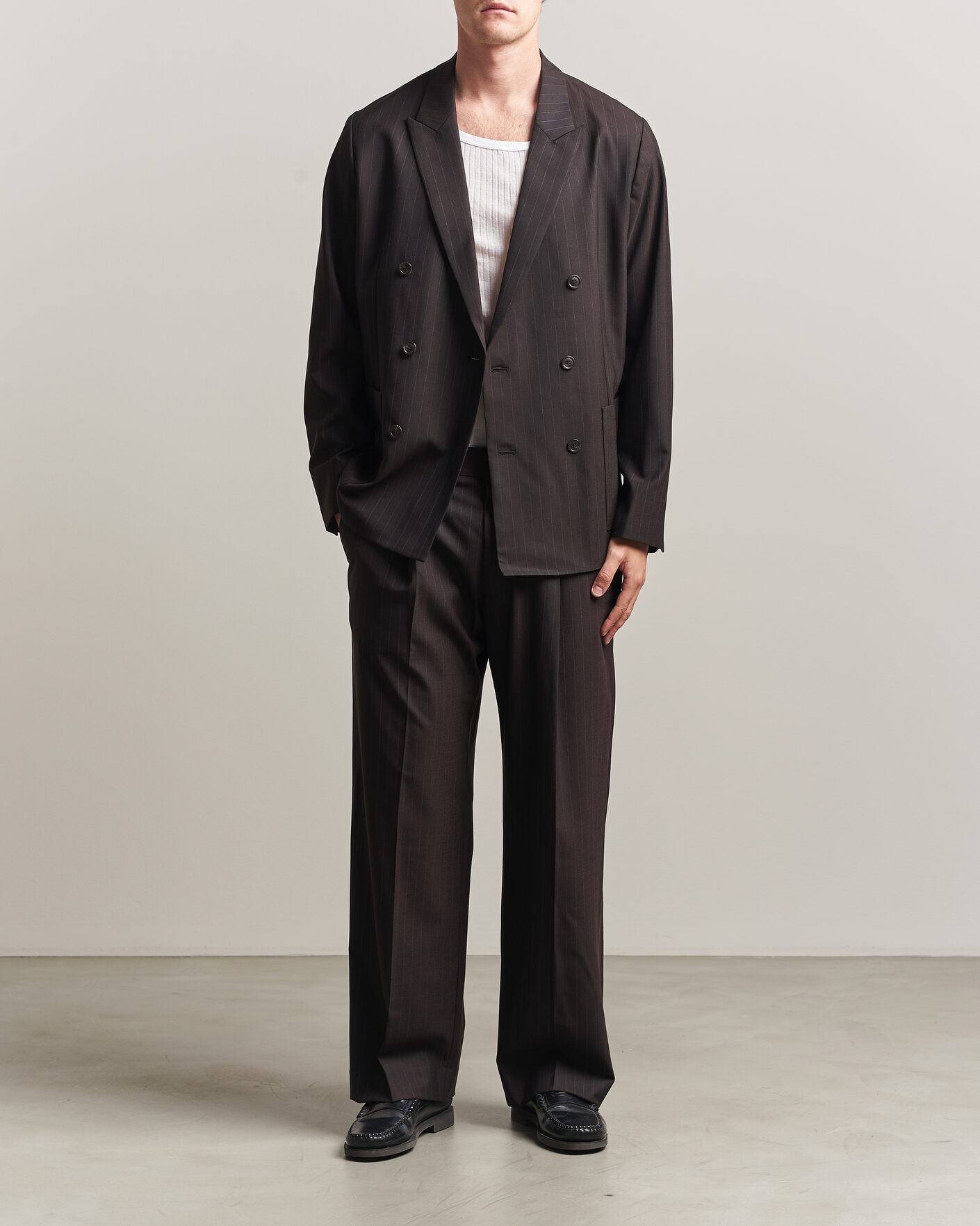 Herr | Kavajer | NN07 | Jordin Pinstriped Double Breasted Blazer Dark Brown