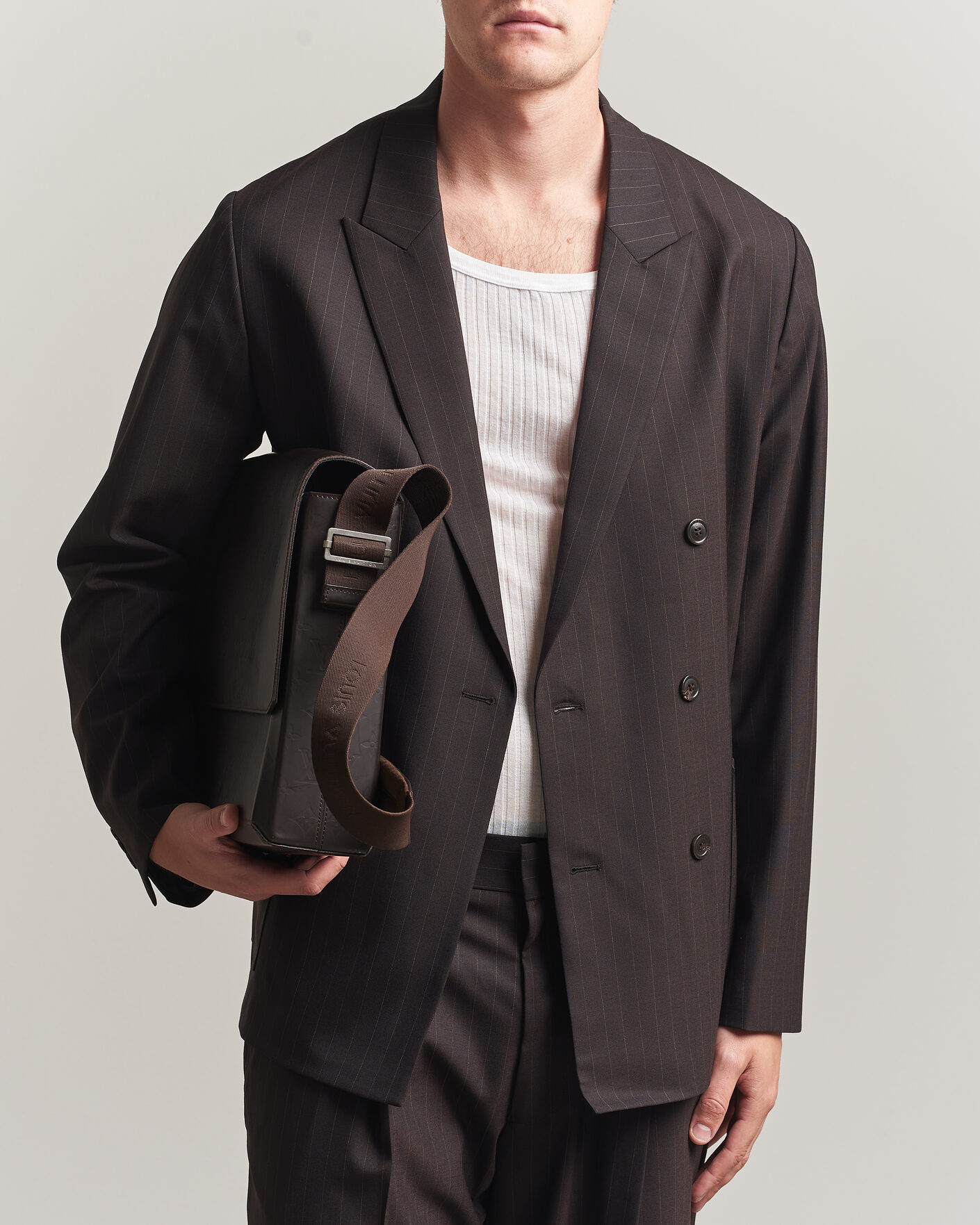 Herr | Kavajer | NN07 | Jordin Pinstriped Double Breasted Blazer Dark Brown