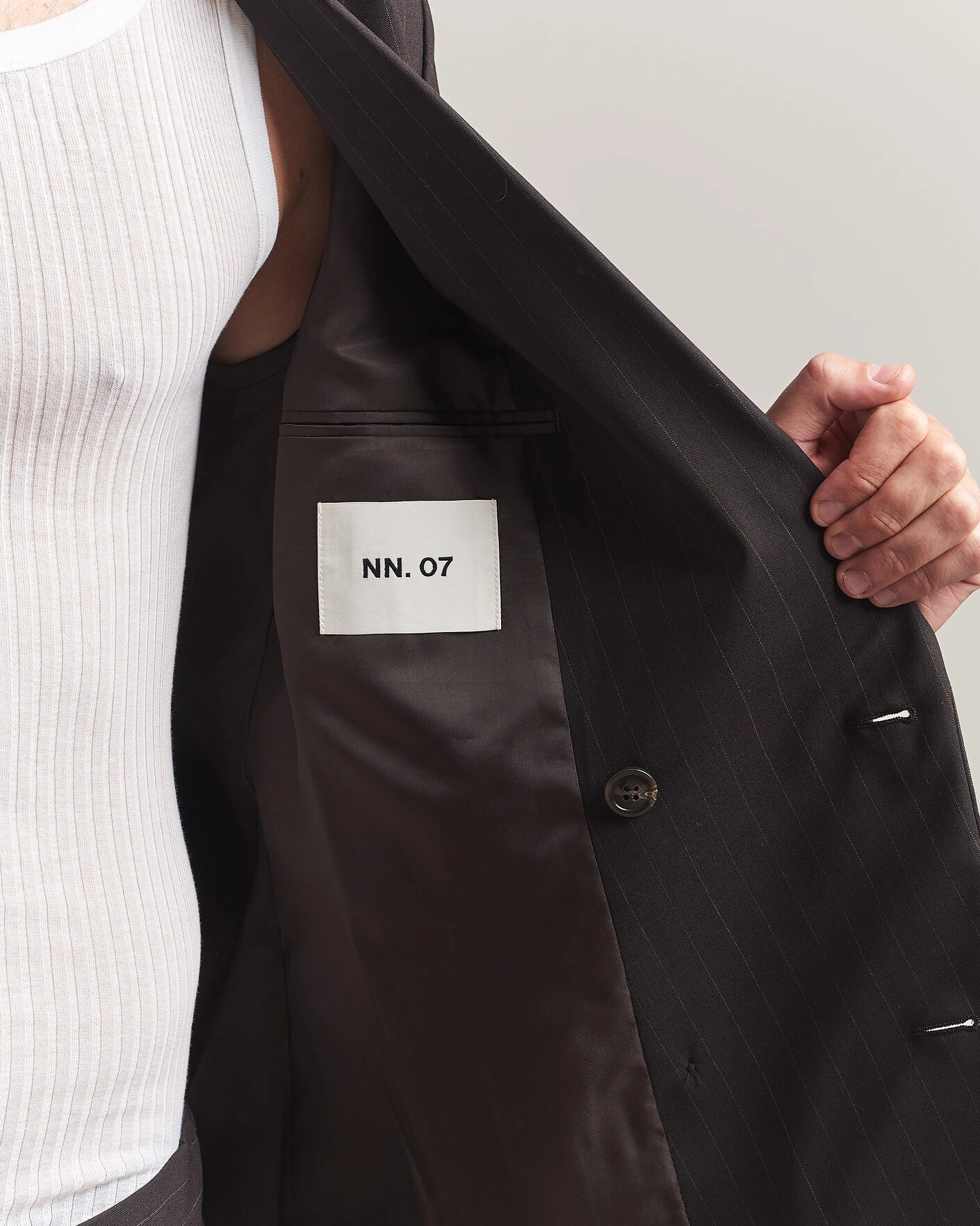 Herr | Kavajer | NN07 | Jordin Pinstriped Double Breasted Blazer Dark Brown