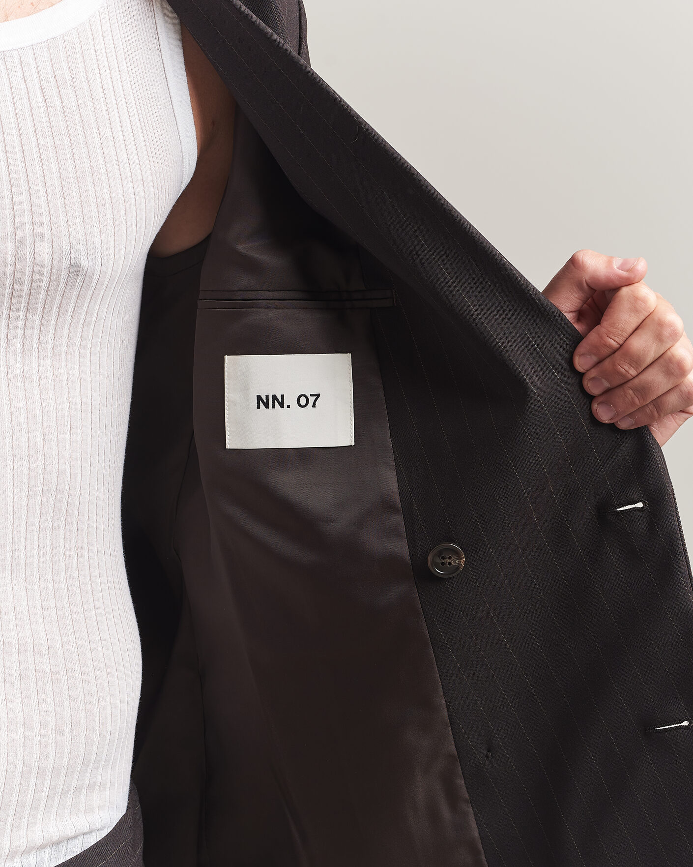 Herr | Kavajer | NN07 | Jordin Pinstriped Double Breasted Blazer Dark Brown