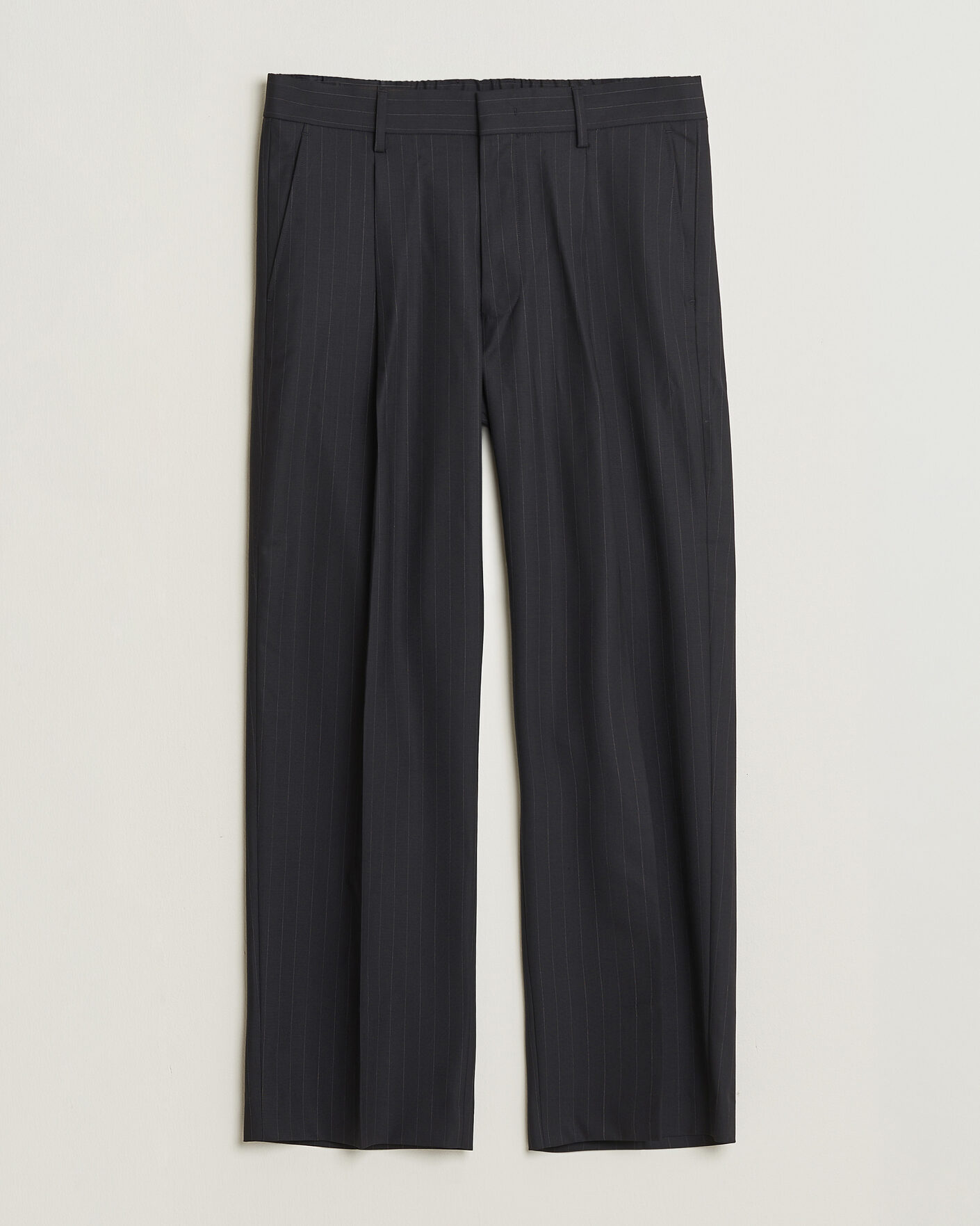 Herr | Byxor | NN07 | Kay Pinstriped Pleated Trousers Navy Blue