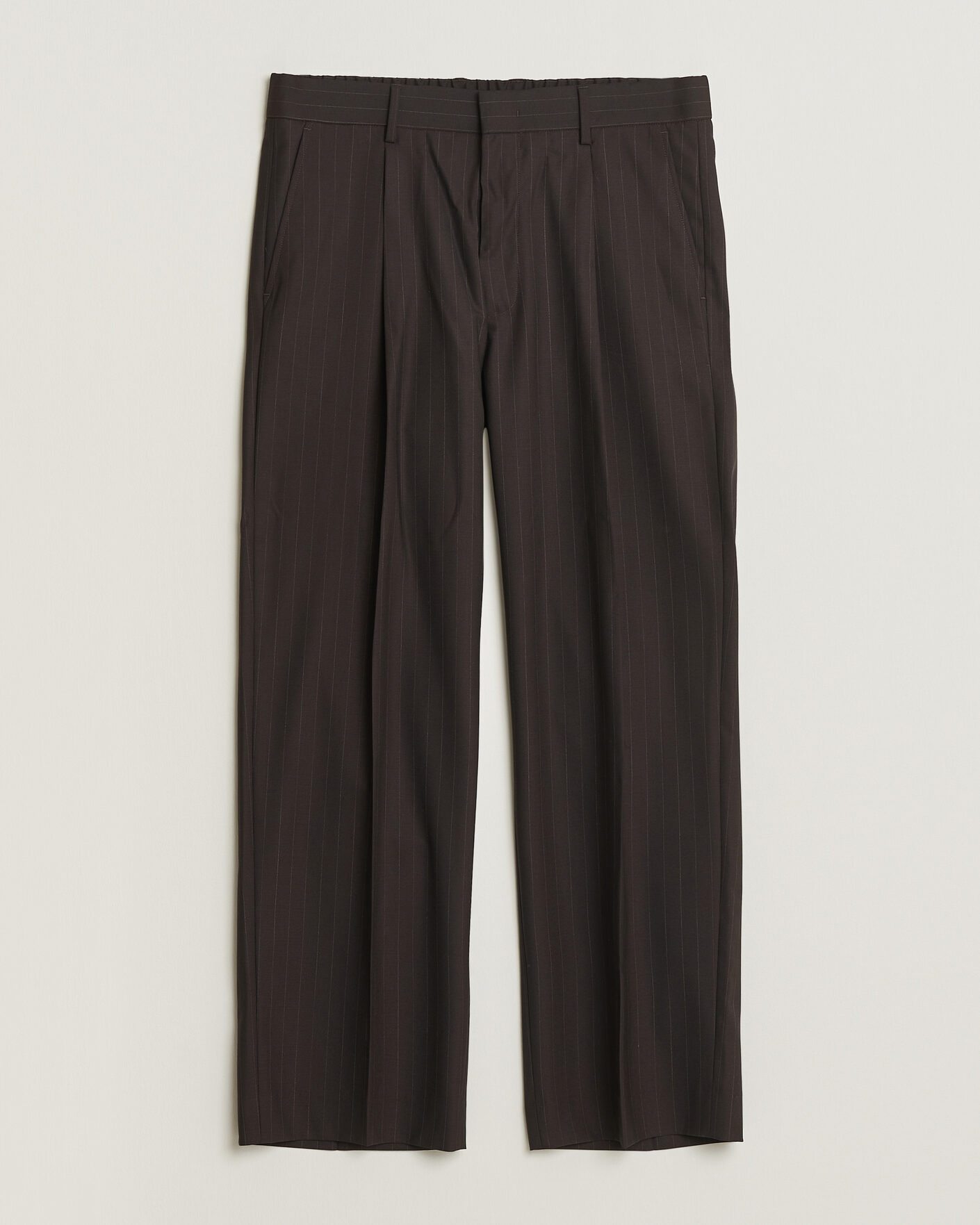 Herr | Byxor | NN07 | Kay Pinstriped Pleated Trousers Dark Brown