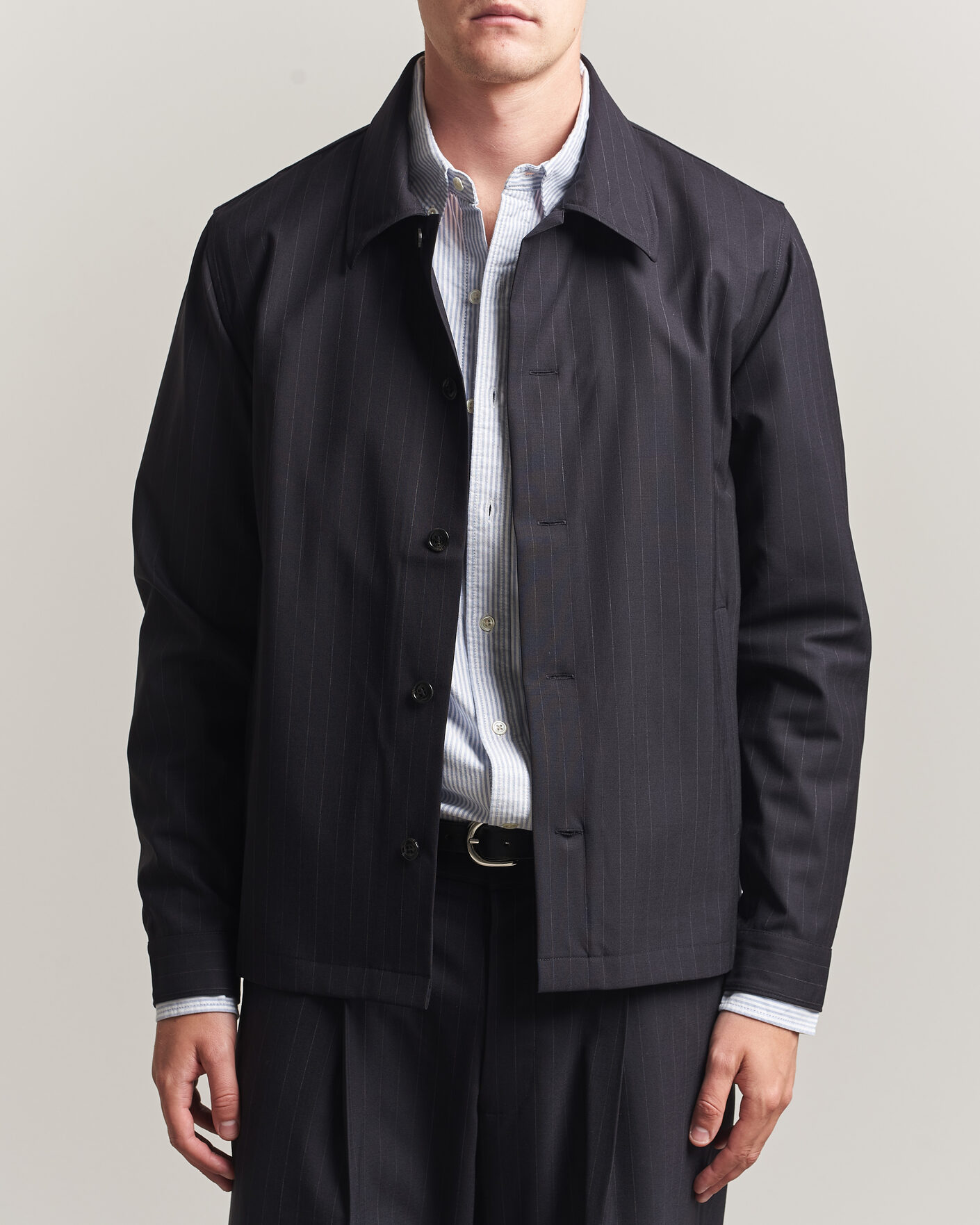 Herr | Skjortor | NN07 | Zander Pinstriped Overshirt Navy Blue