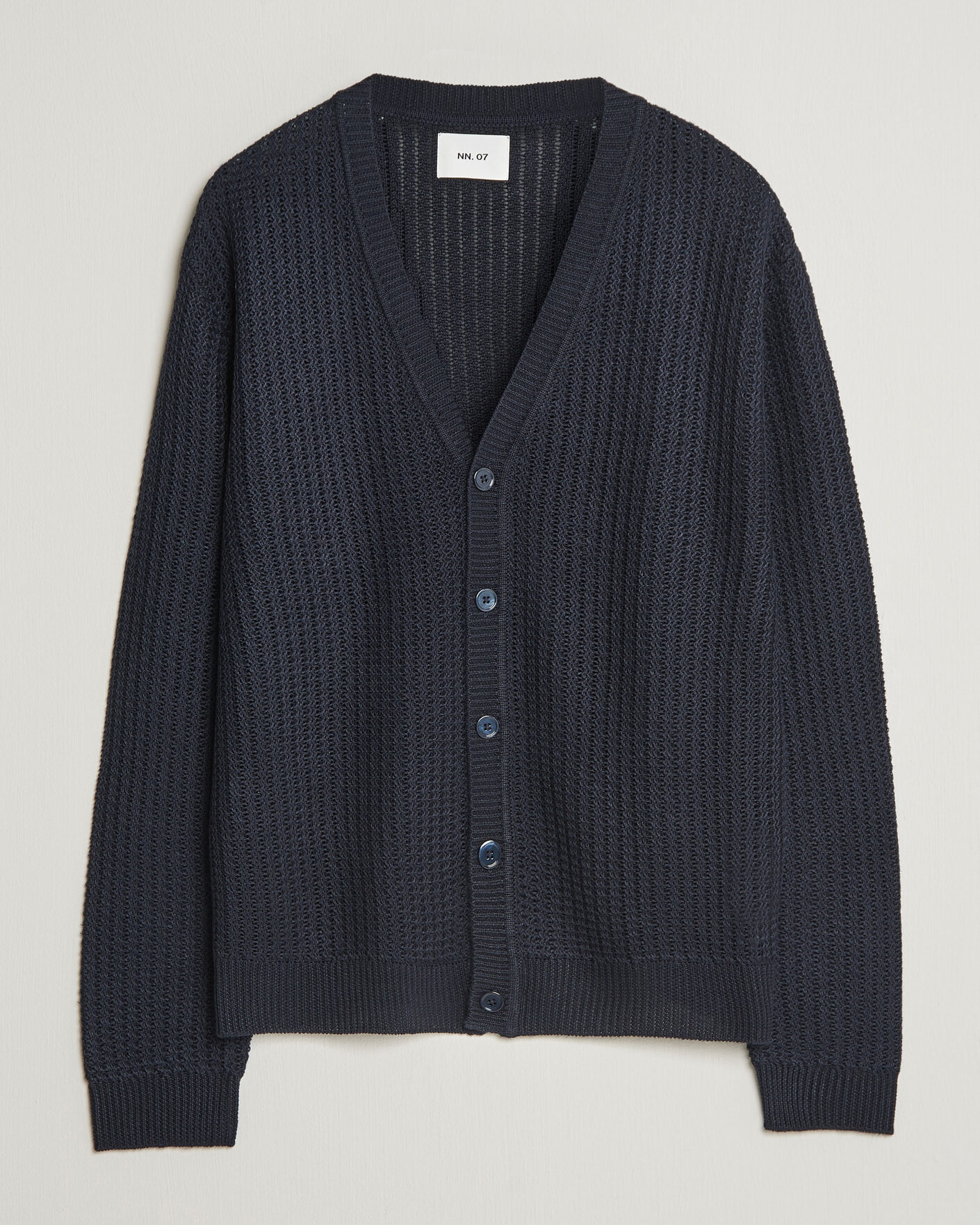 Herr | Tröjor | NN07 | Tim Linen Knitted Cardigan Navy Blue
