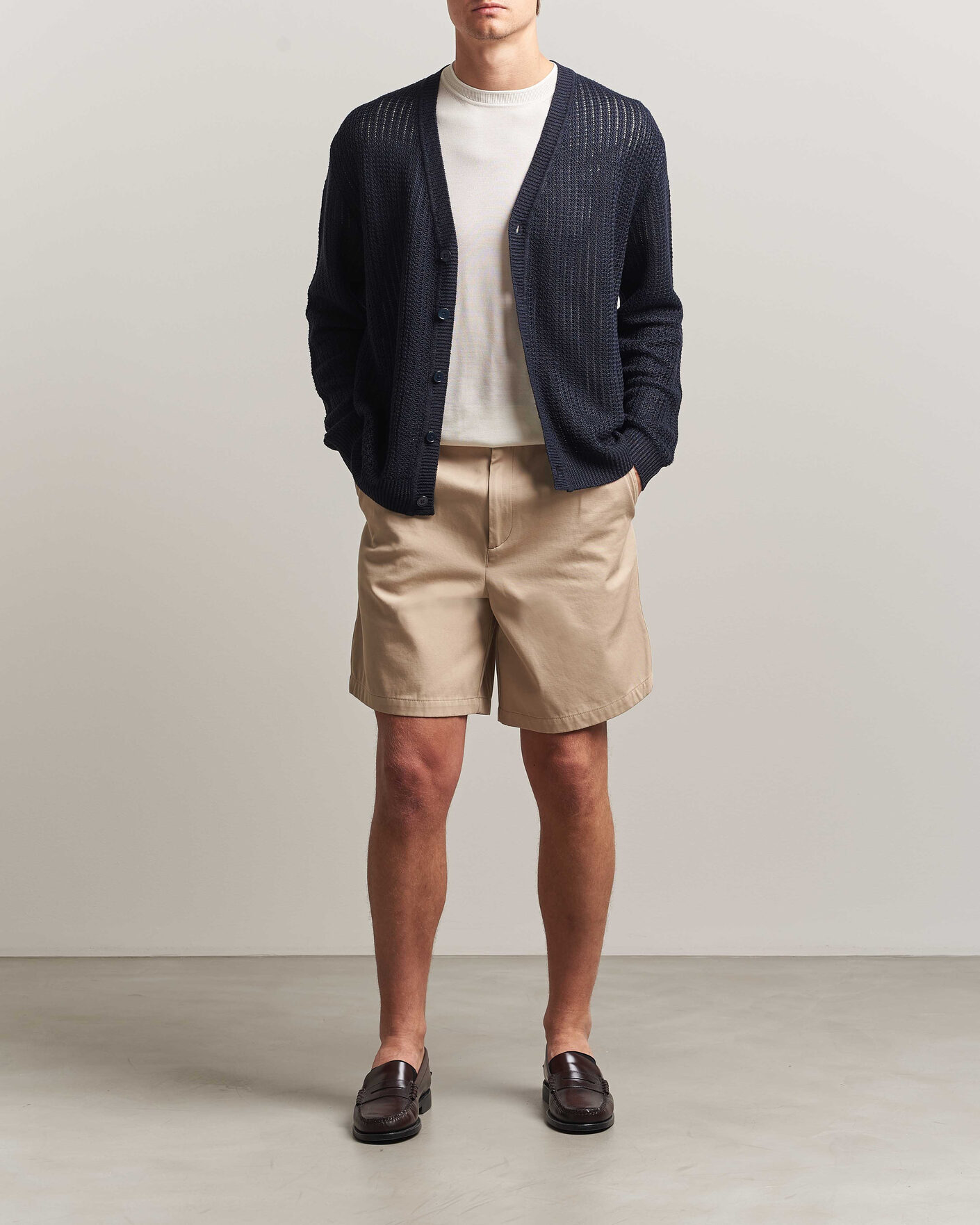 Herr | Tröjor | NN07 | Tim Linen Knitted Cardigan Navy Blue