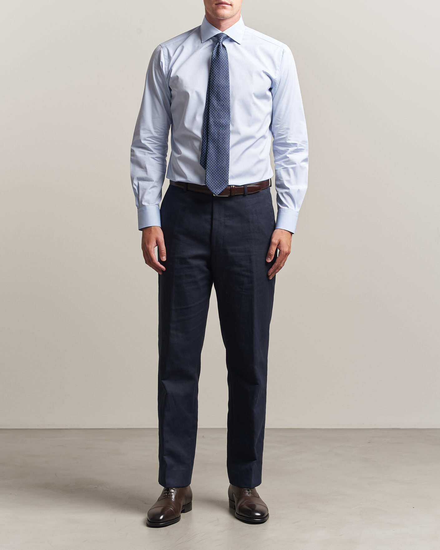 Herr | Skjortor | Brioni | Poplin Cotton Dress Shirt Light Blue
