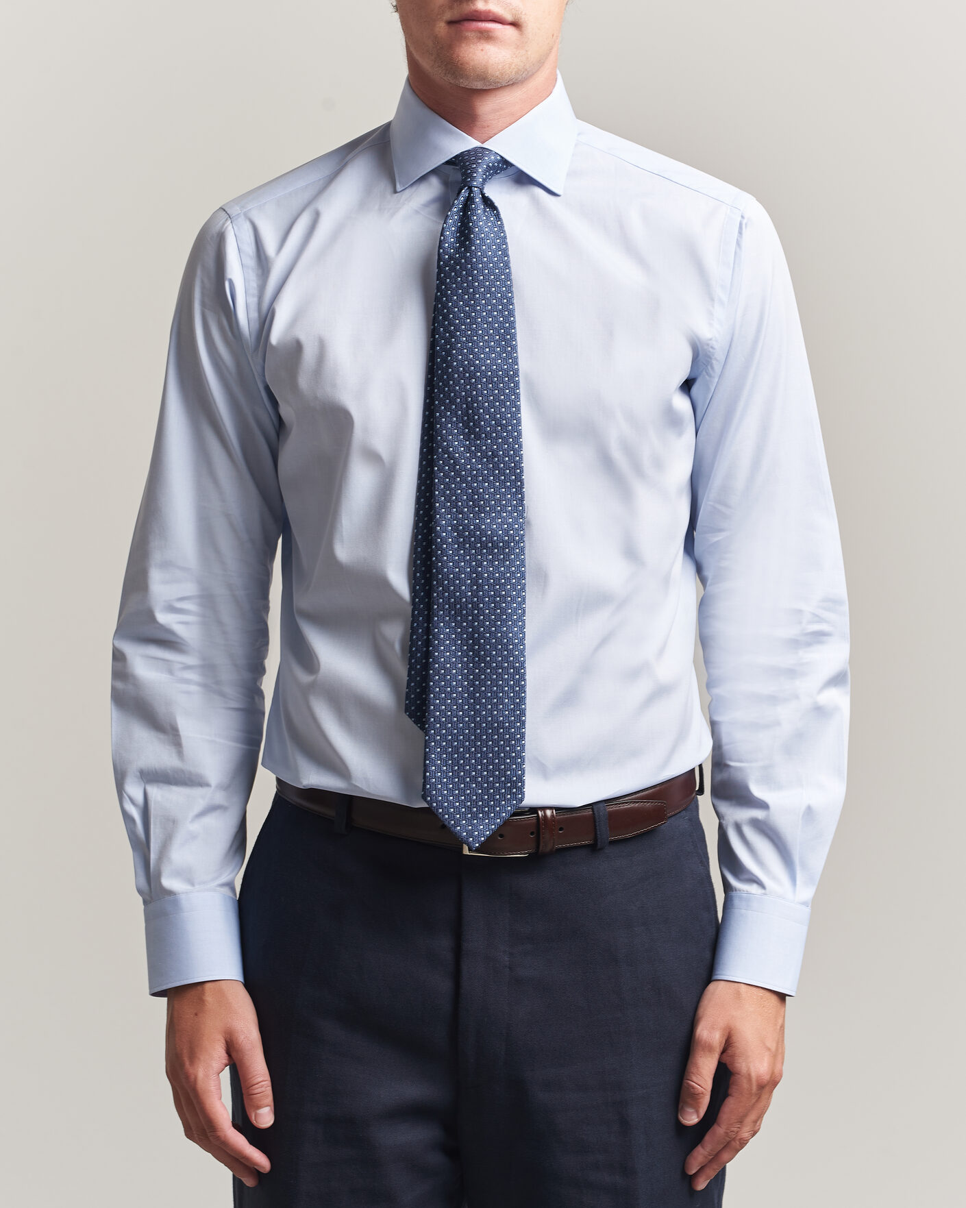 Herr | Skjortor | Brioni | Poplin Cotton Dress Shirt Light Blue