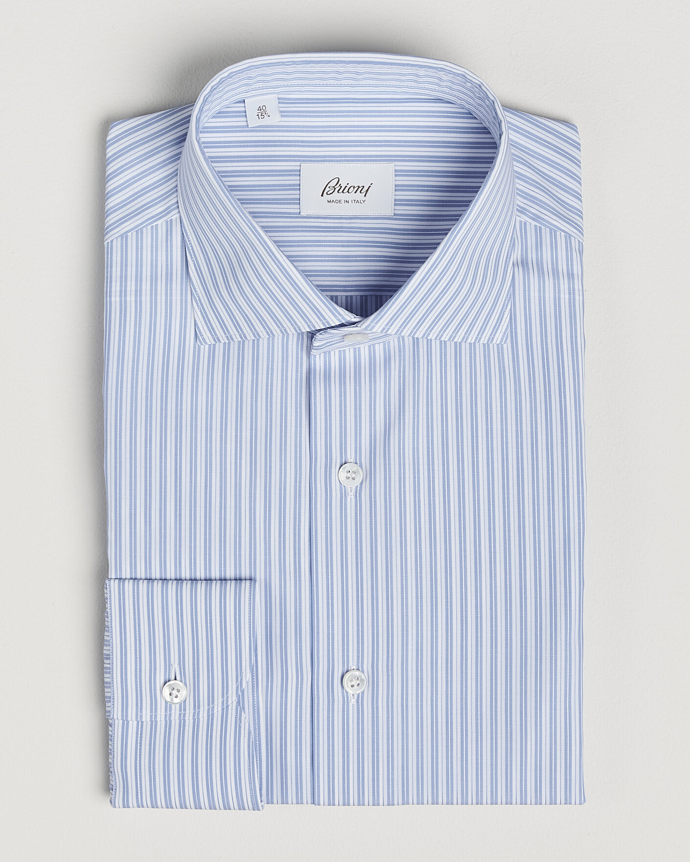 Herr | Skjortor | Brioni | Poplin Cotton Dress Shirt Light Blue Stripe