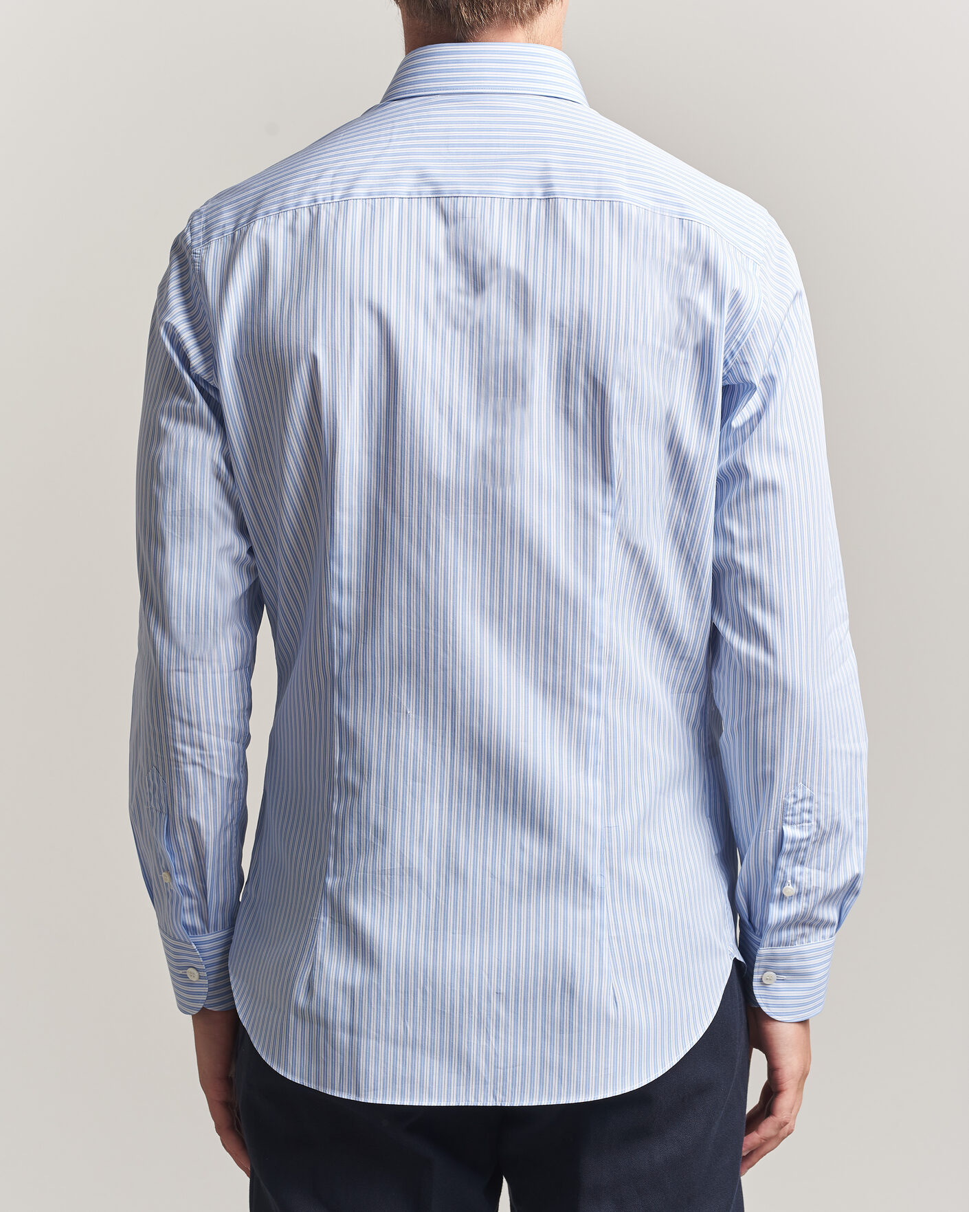 Herr | Skjortor | Brioni | Poplin Cotton Dress Shirt Light Blue Stripe