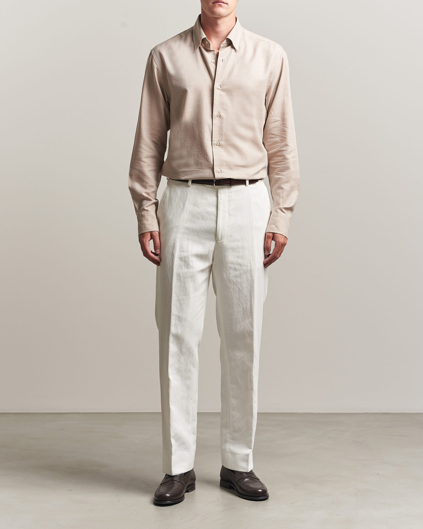 Herr | Skjortor | Brioni | Cotton/Cashmere Flannel Shirt Beige