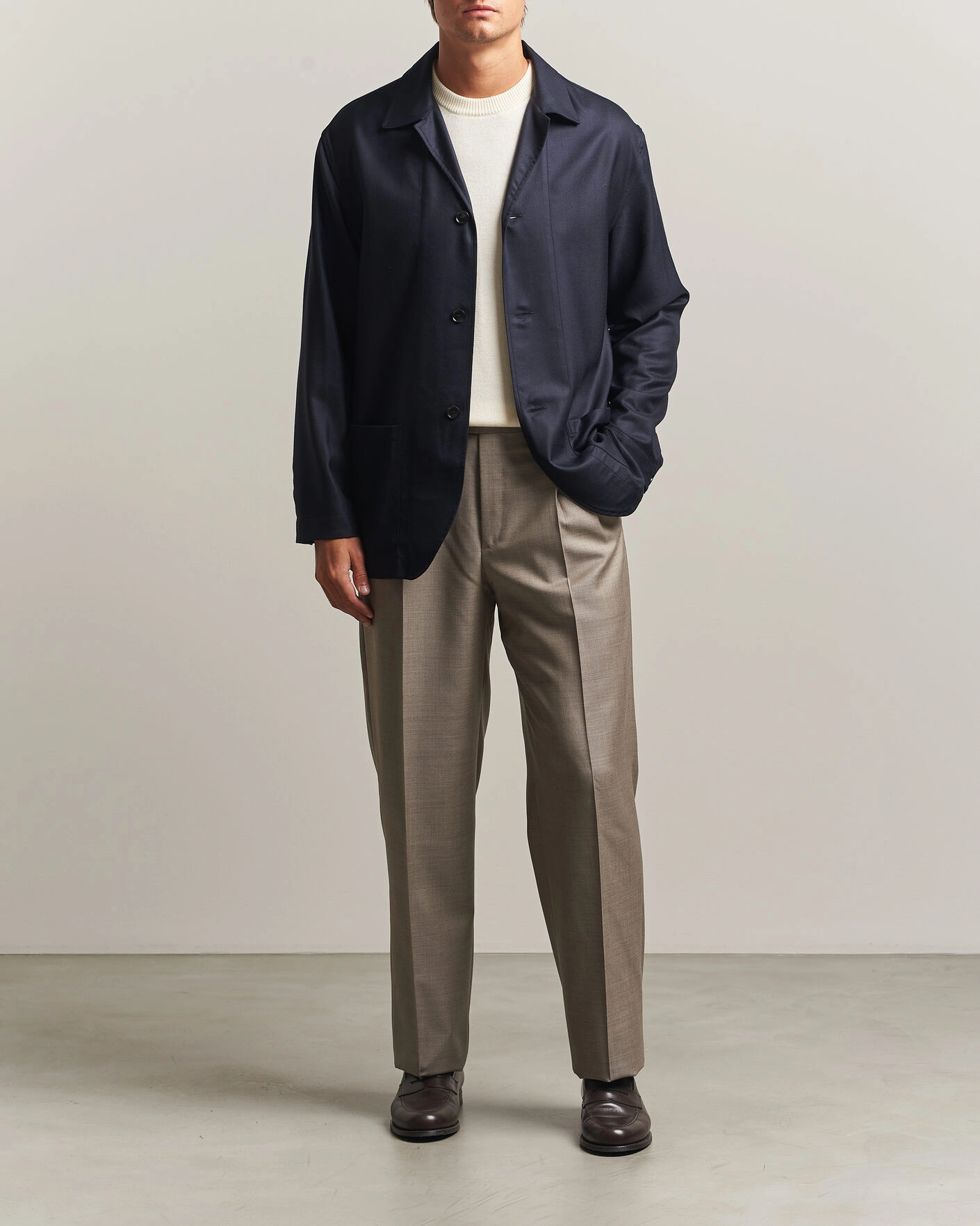 Herr | Jackor | Brioni | Wool/Cashmere Shirt Jacket Navy