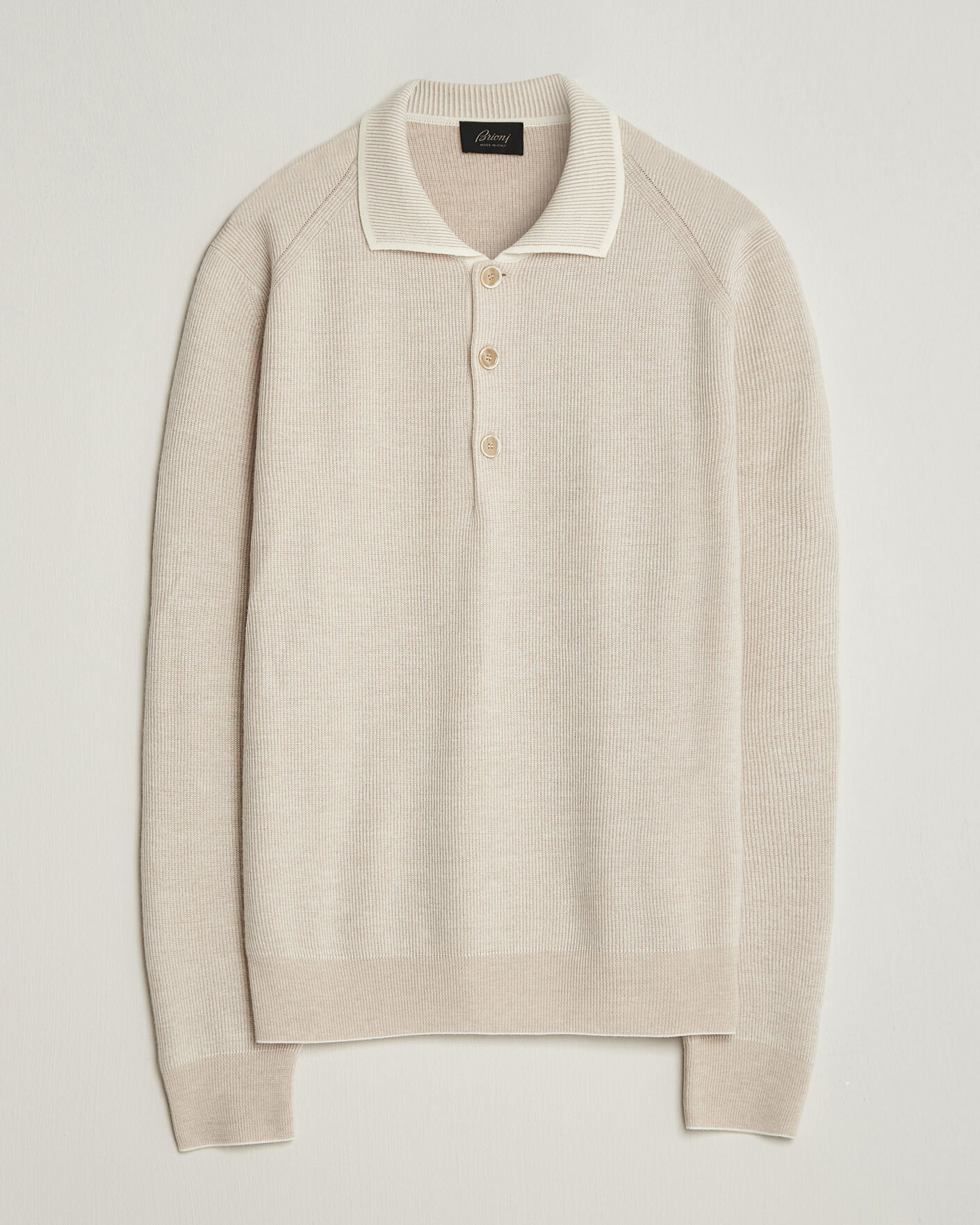 Herr | Tröjor | Brioni | Cashmere Rib Knitted Polo Light Beige