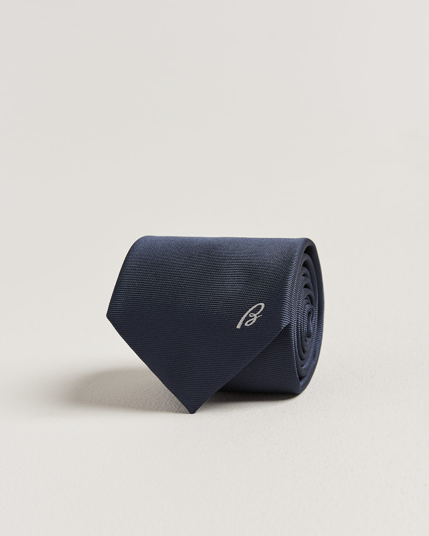 Herr | Slipsar | Brioni | Embroidered Logo Silk Tie Navy