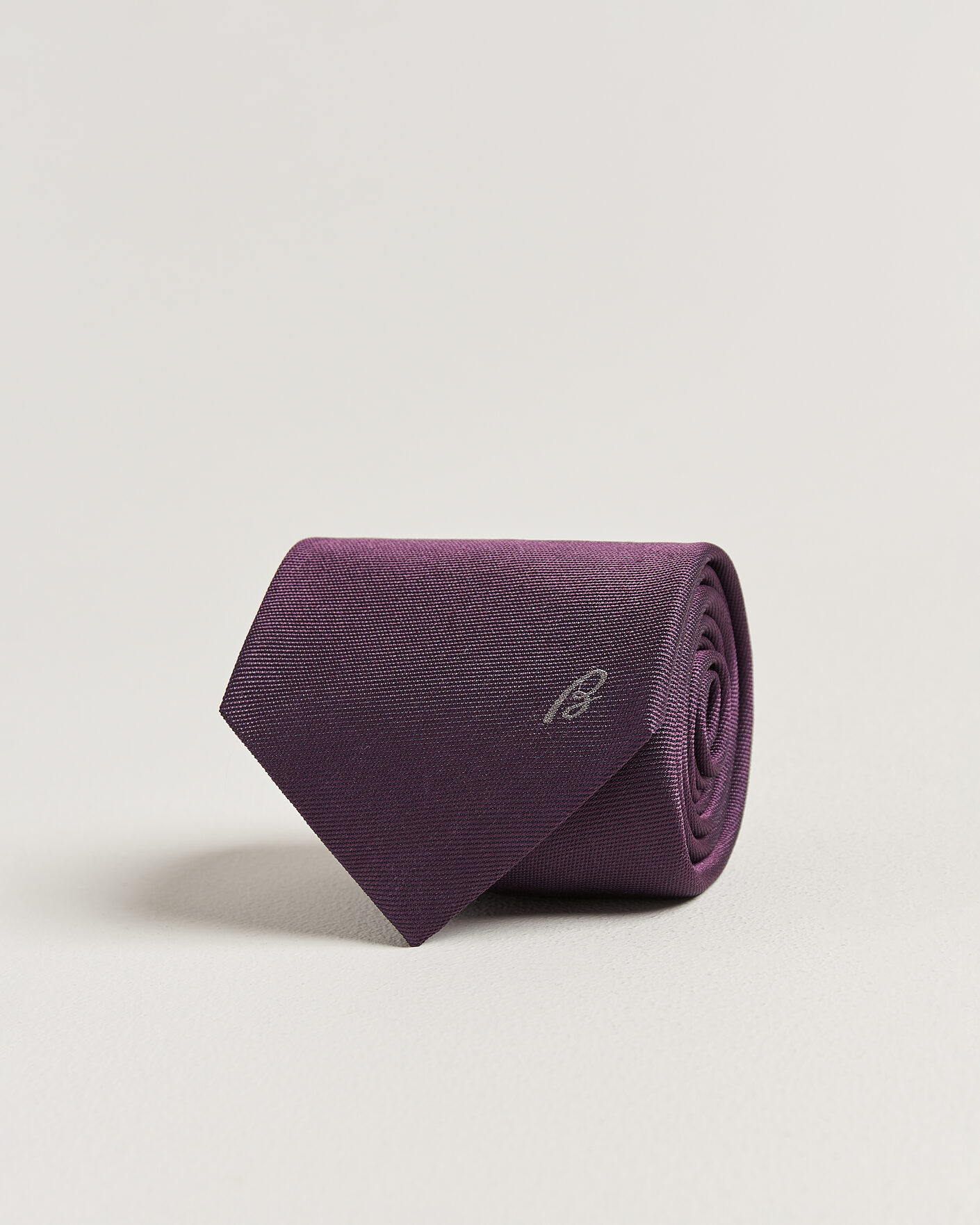 Herr | Slipsar | Brioni | Embroidered Logo Silk Tie Burgundy