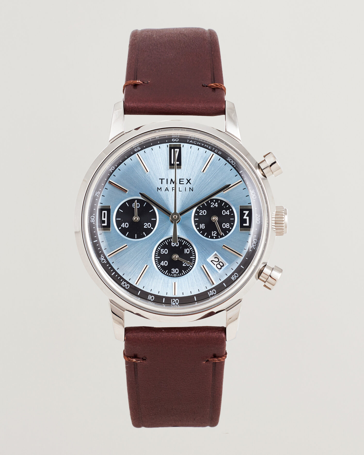 Herr | Timex Marlin Quartz Chronograph Leather 40mm Ice Blue Dial | Timex | Marlin Quartz Chronograph Leather 40mm Ice Blue Dial
