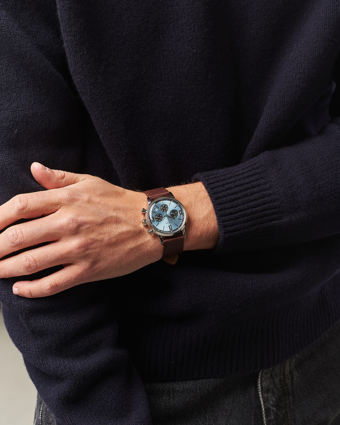 Herr | Timex Marlin Quartz Chronograph Leather 40mm Ice Blue Dial | Timex | Marlin Quartz Chronograph Leather 40mm Ice Blue Dial